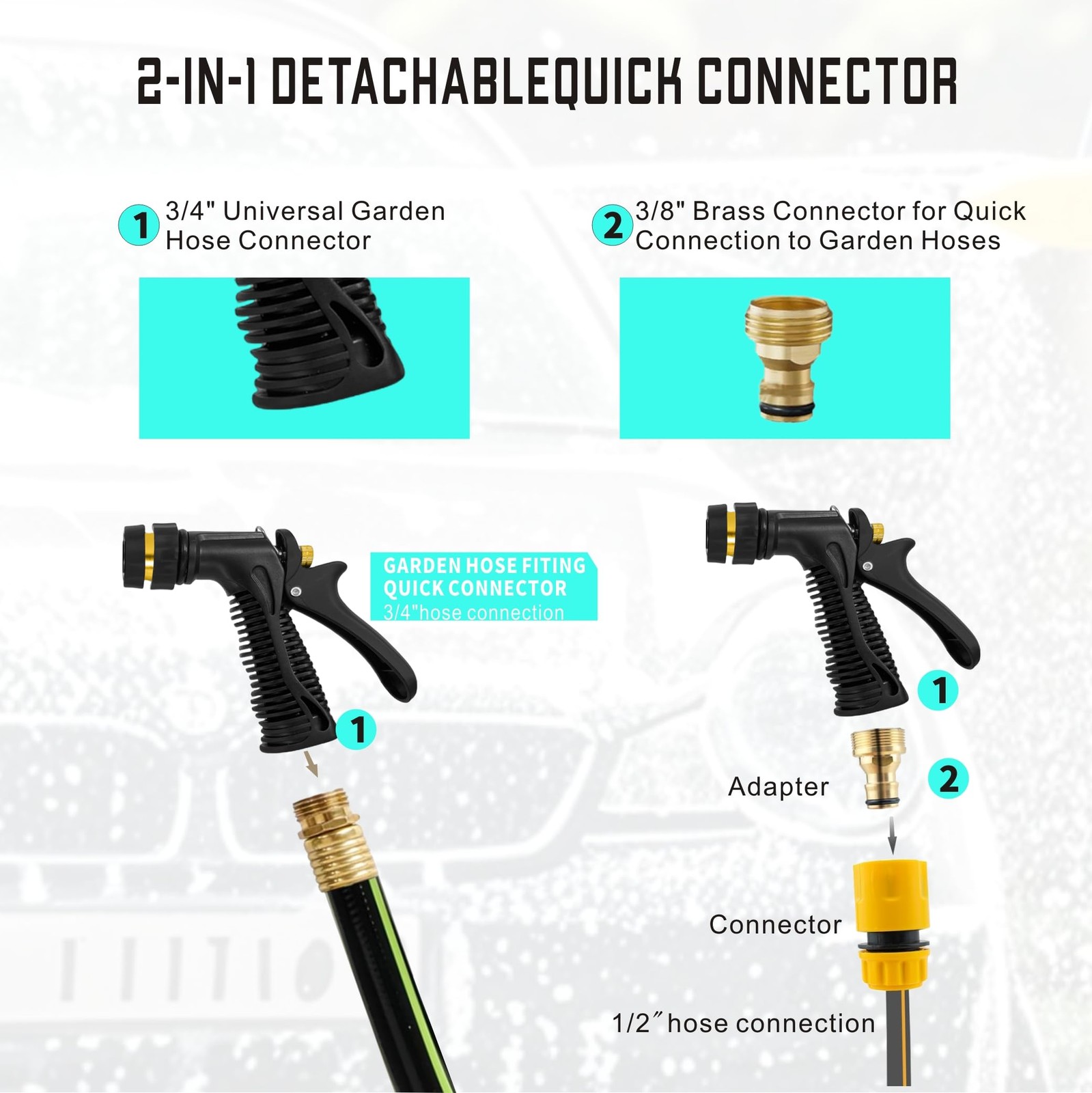 Foam Gun Car Wash Gun, Foam Blaster Equips 3/4″ Universal Garden and Quick Co…