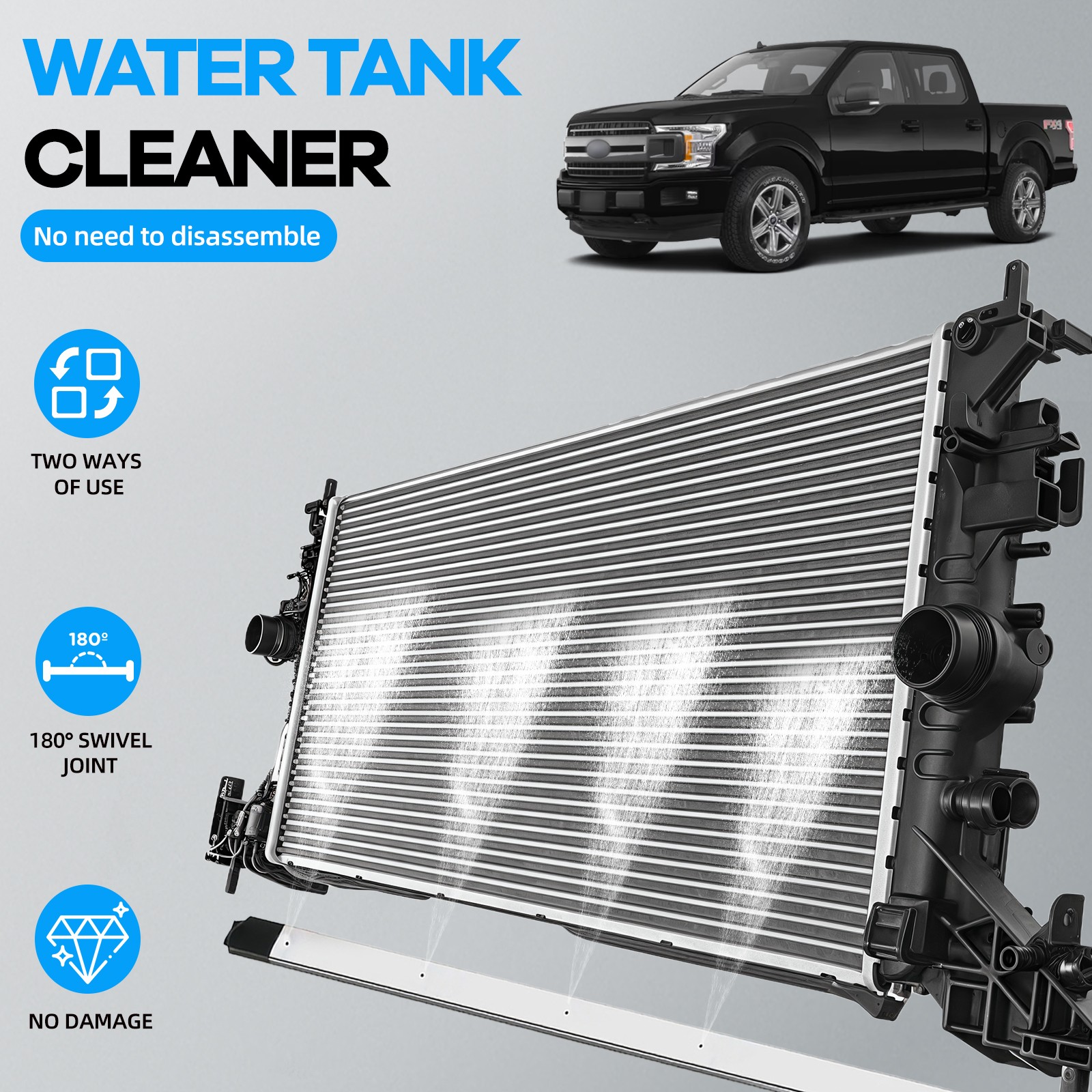 24″ Pro Radiator Cleaning Wand Kit Radiator Cleaner Tool with 5 Spray Nozzles US