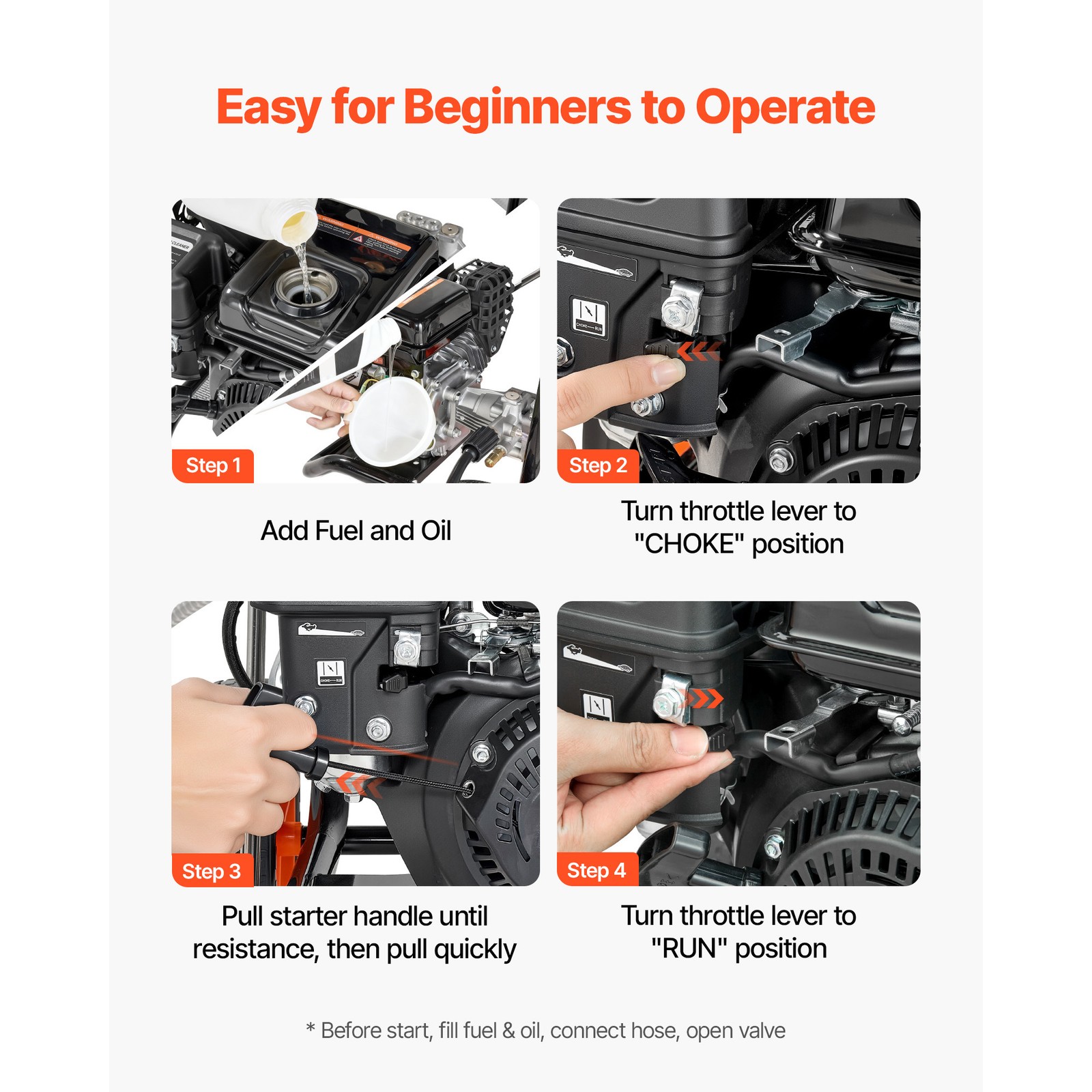 Uimoso Gas Pressure Washer 2900 PSI 1.85 GPM with Aluminum Pump and 4 Nozzles