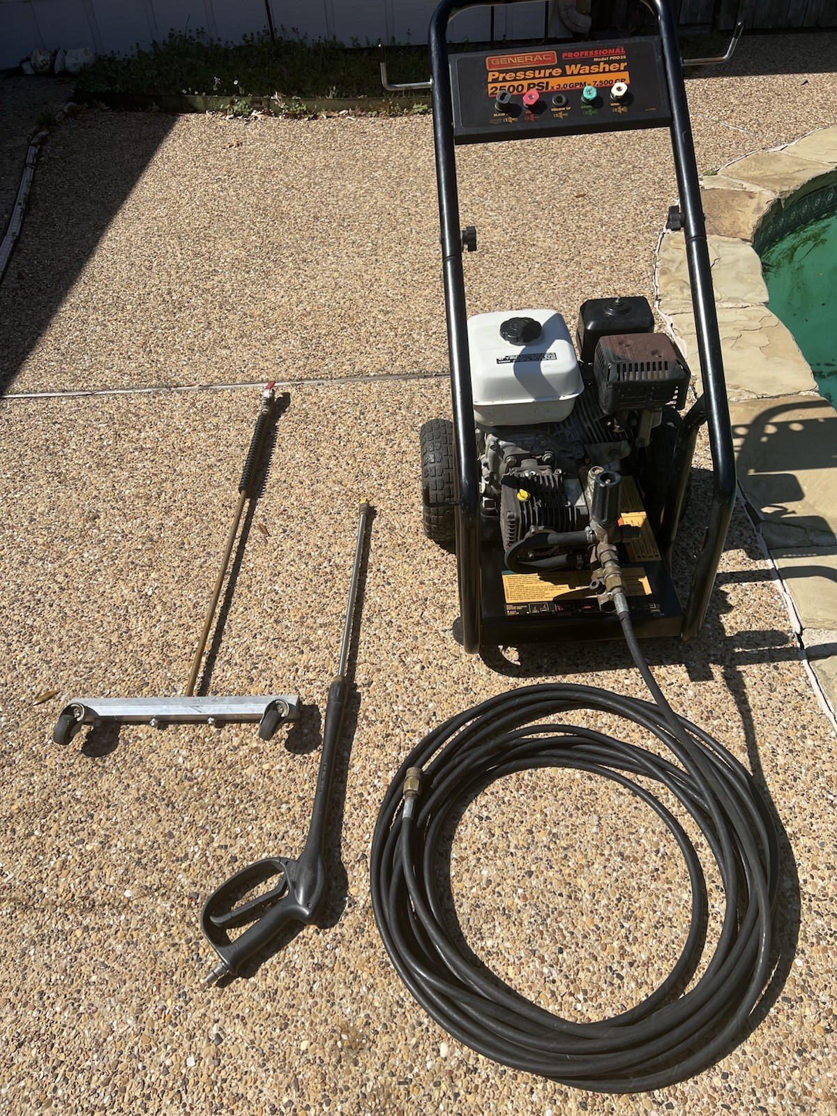 Generac Professional pressure washer with Honda GX200 6.5 HP engine.