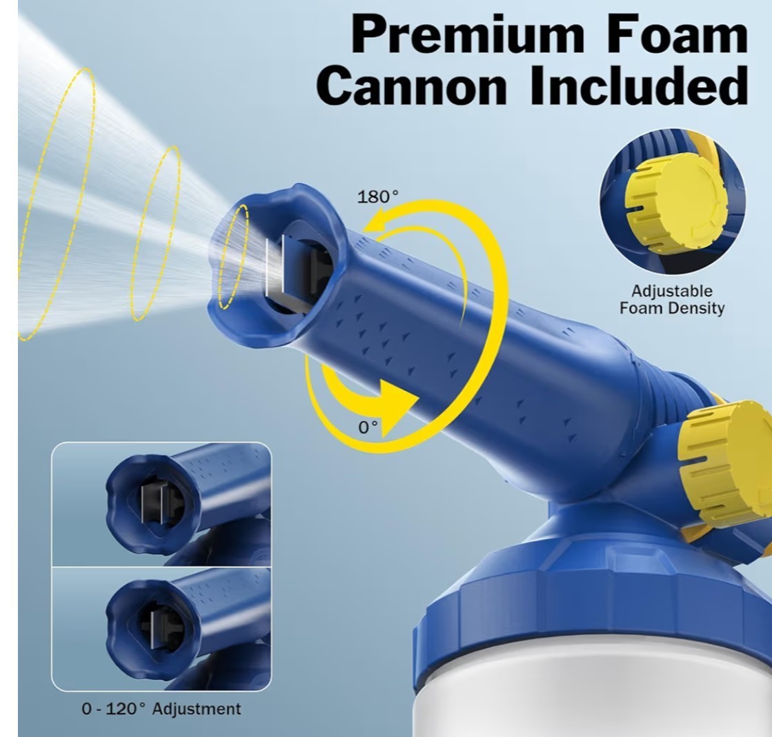 5-in-1 Pressure Washer Gun Foam Cannon Shotgun Style Adjustable Nozzle Kit