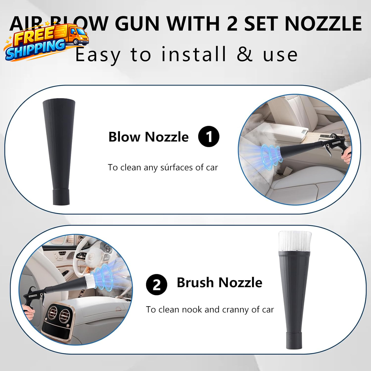 Tornado Detailing Car Cleaning Gun with Metal Nozzle Interior Drying Air Gun
