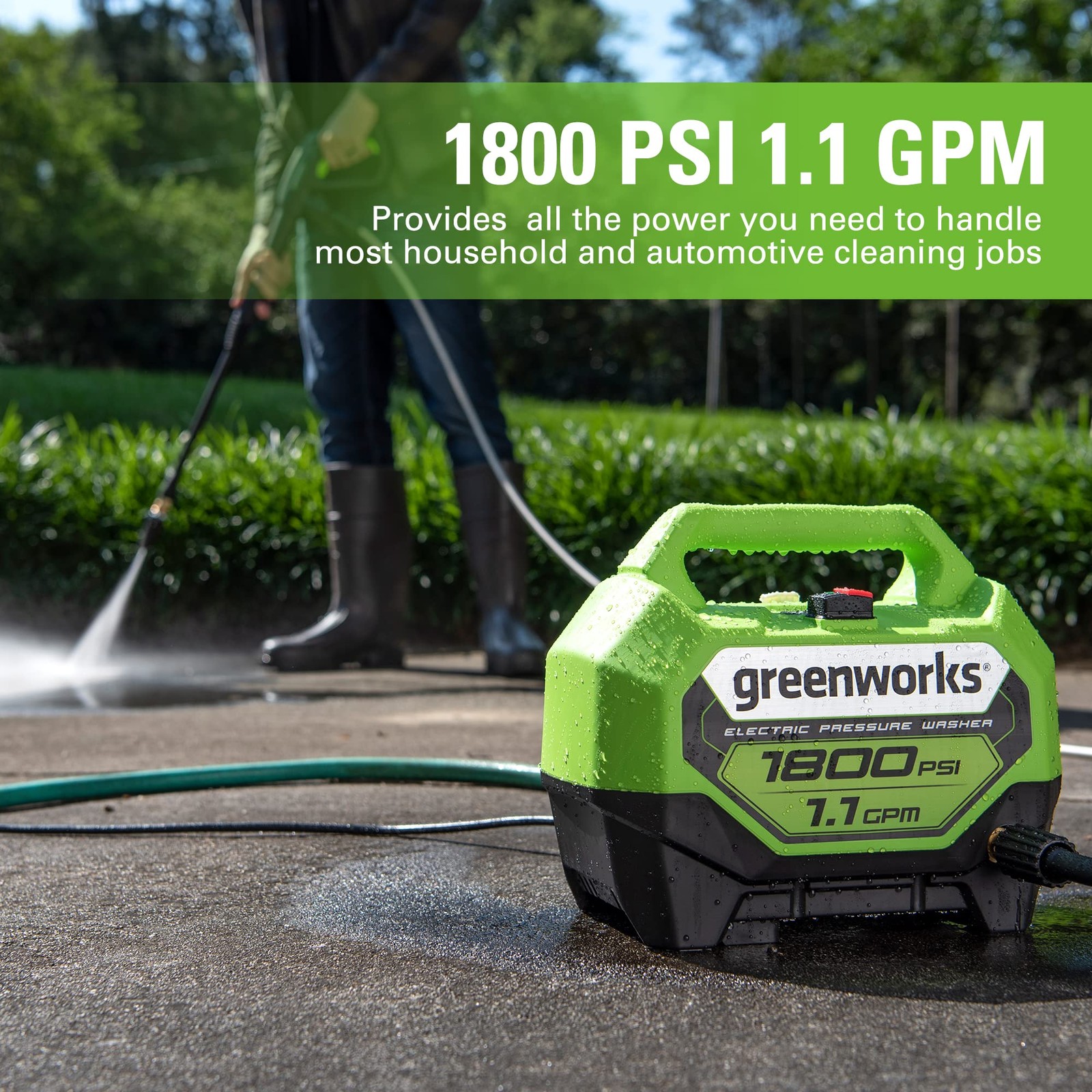 1800 PSI Electric Pressure Washer 1.2 GPM with Nozzles and Soap Attachment