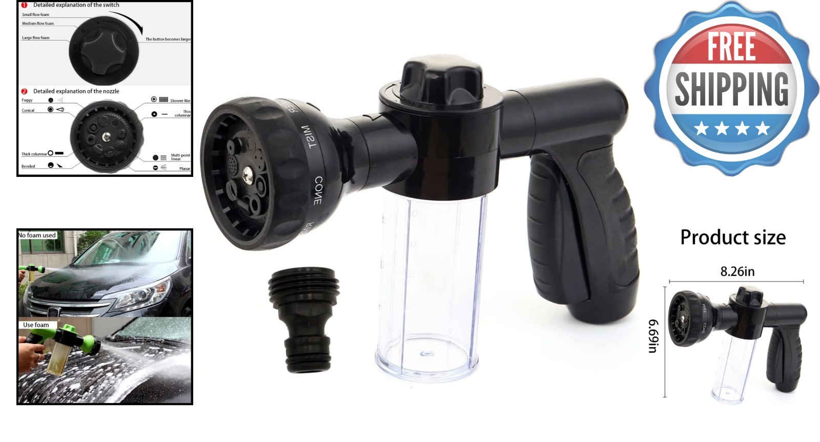 Compact High-Pressure Foam Gun for Car Wash, Plants, and Pet Cleaning – 6000KPa