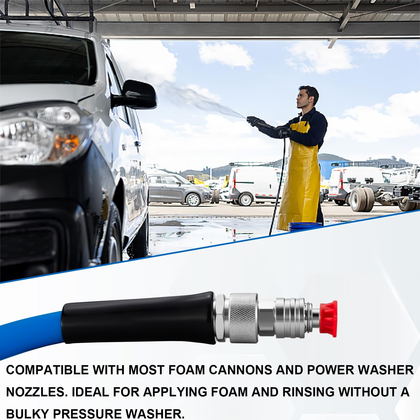 Garden Hose to Pressure Washer Adapter with 5 Pcs Spray Nozzle Tips for Car