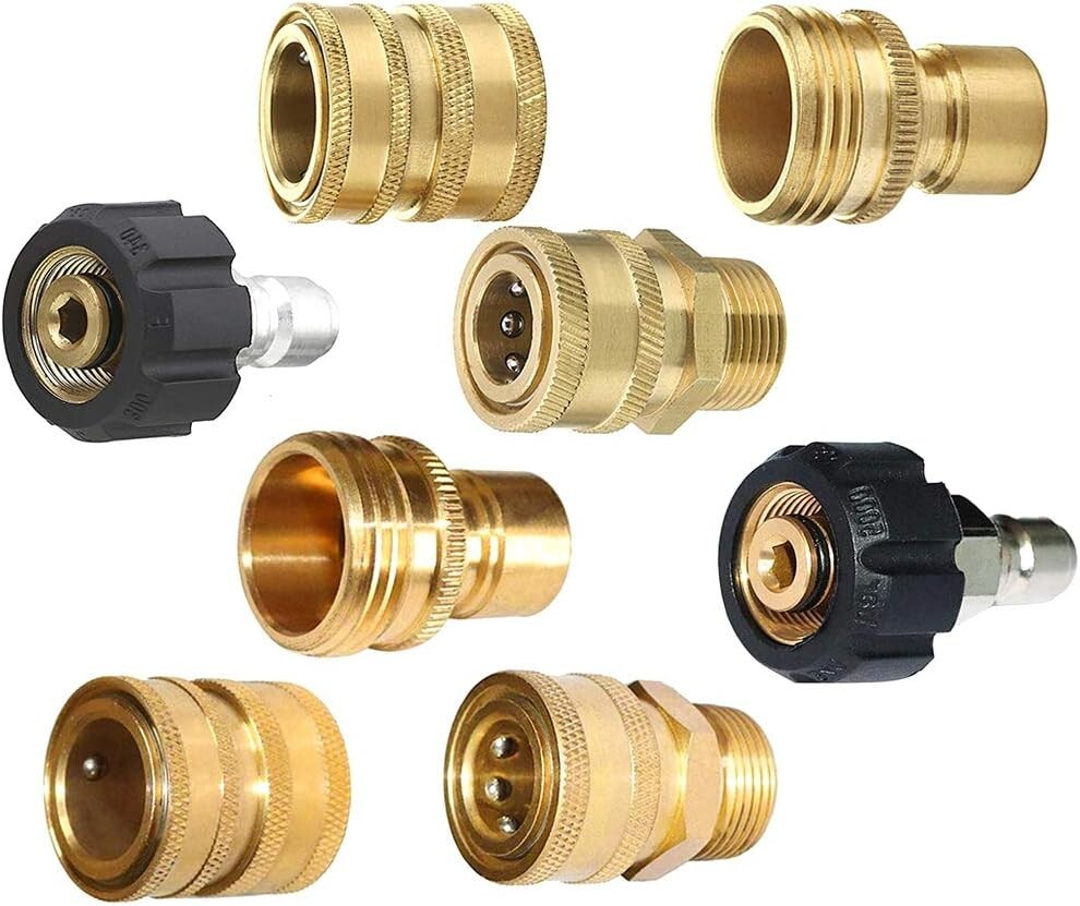 9Pc Pressure Washer Adapter Set Quick Disconnect Kit M22 Swivel to 3/8” Connect