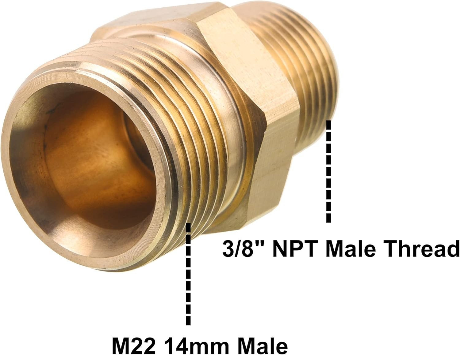 M22 Pressure Washer Fitting, 3/8 Inch NPT Male to M22 14mm Male adapter, 4500…