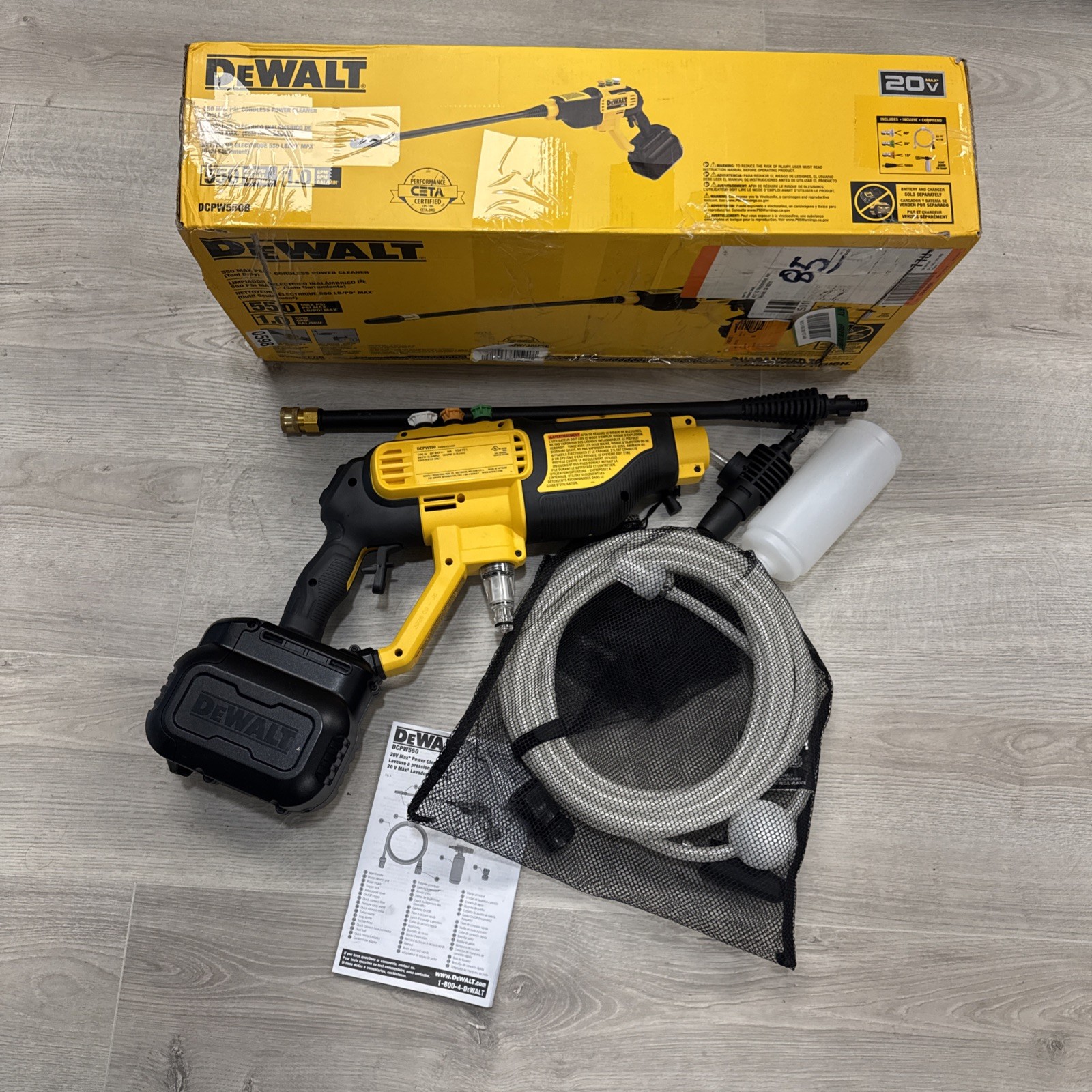 DeWalt DCPW550B 20V MAX 550 PSI Cordless Power Cleaner Open Box Tool Only