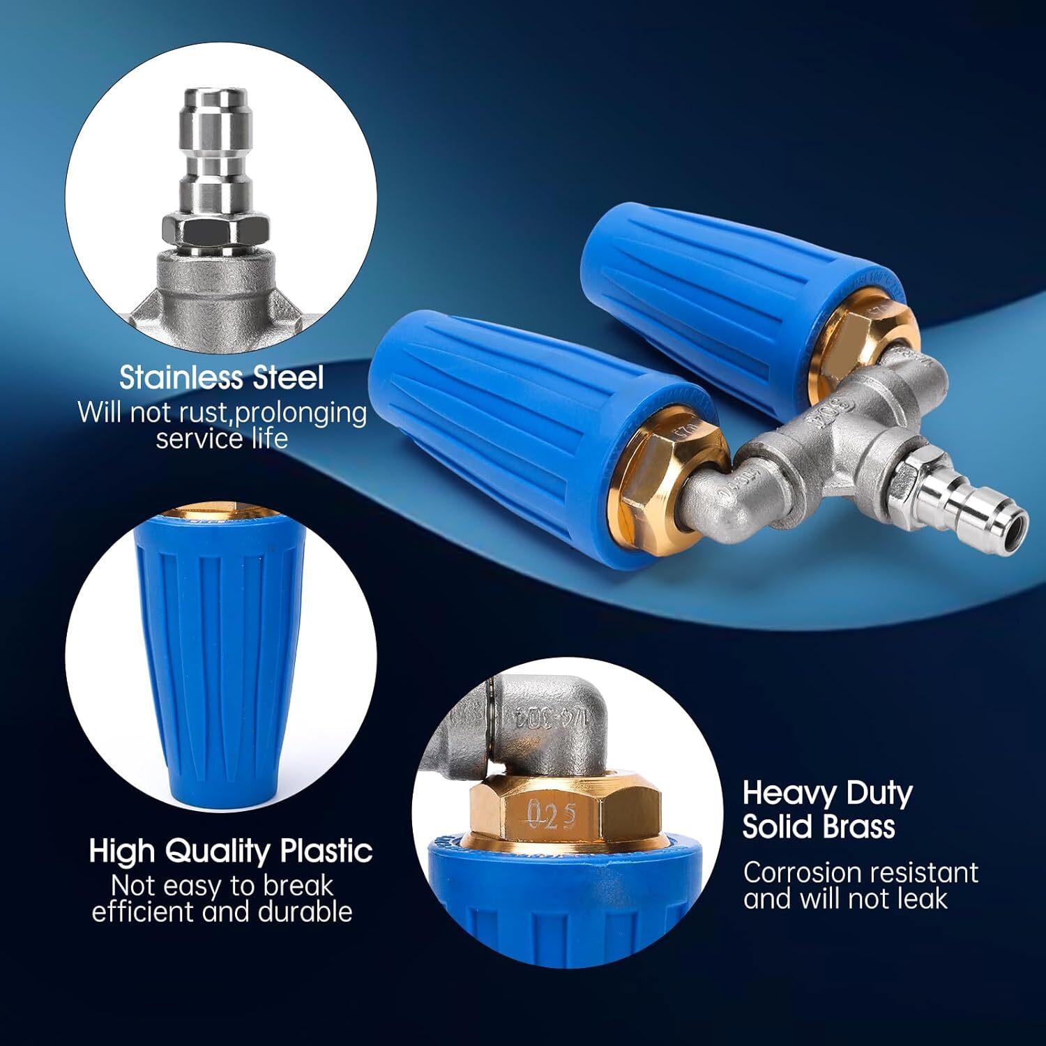 High-Pressure Washer Rotating Dual Turbo Nozzle Spray Tip 1/4″ 4000PSI 4-6GPM US