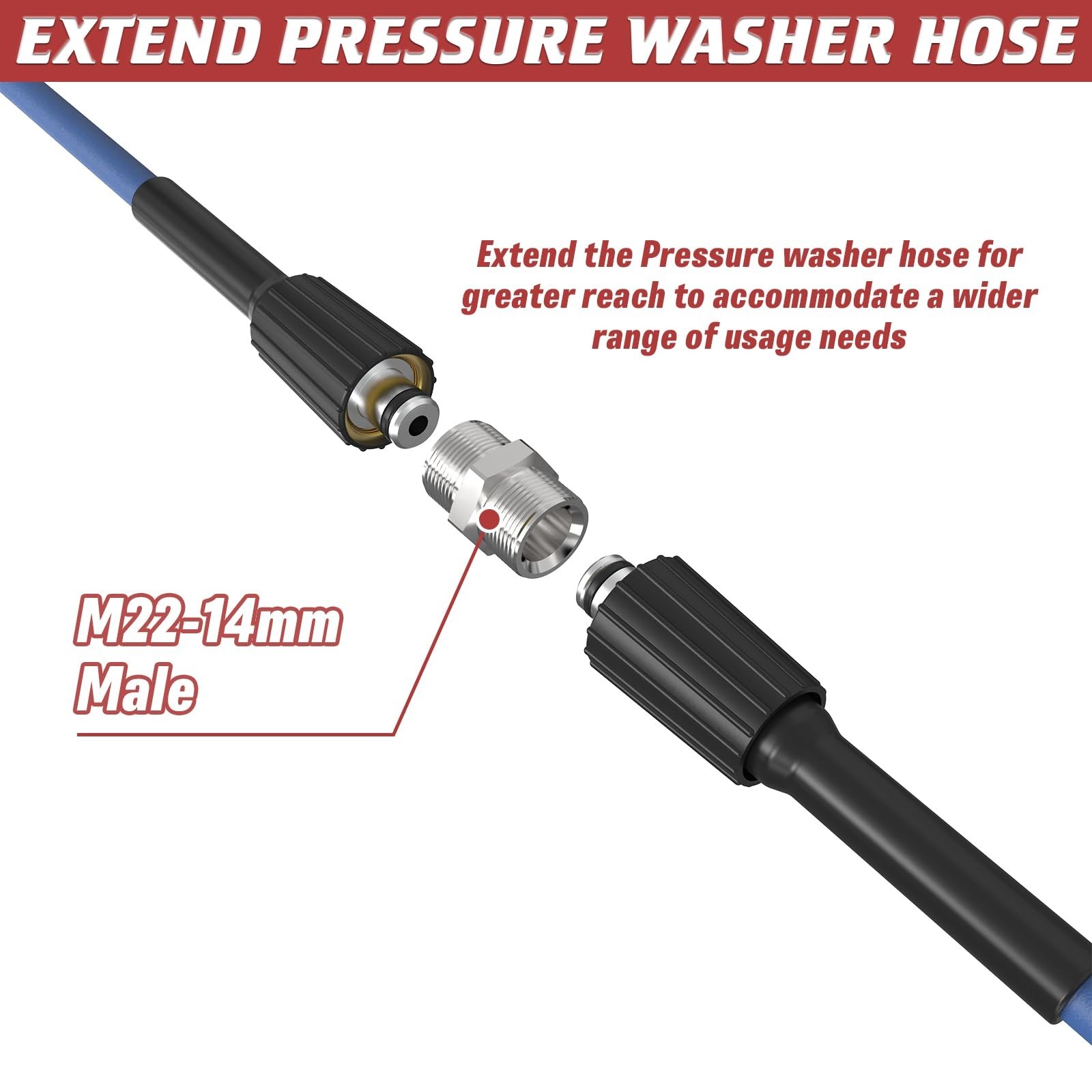 3/8″ Pressure Washer Quick Connect Kit, M22 Swivel Fitting & Adapter Set, 9 Pcs
