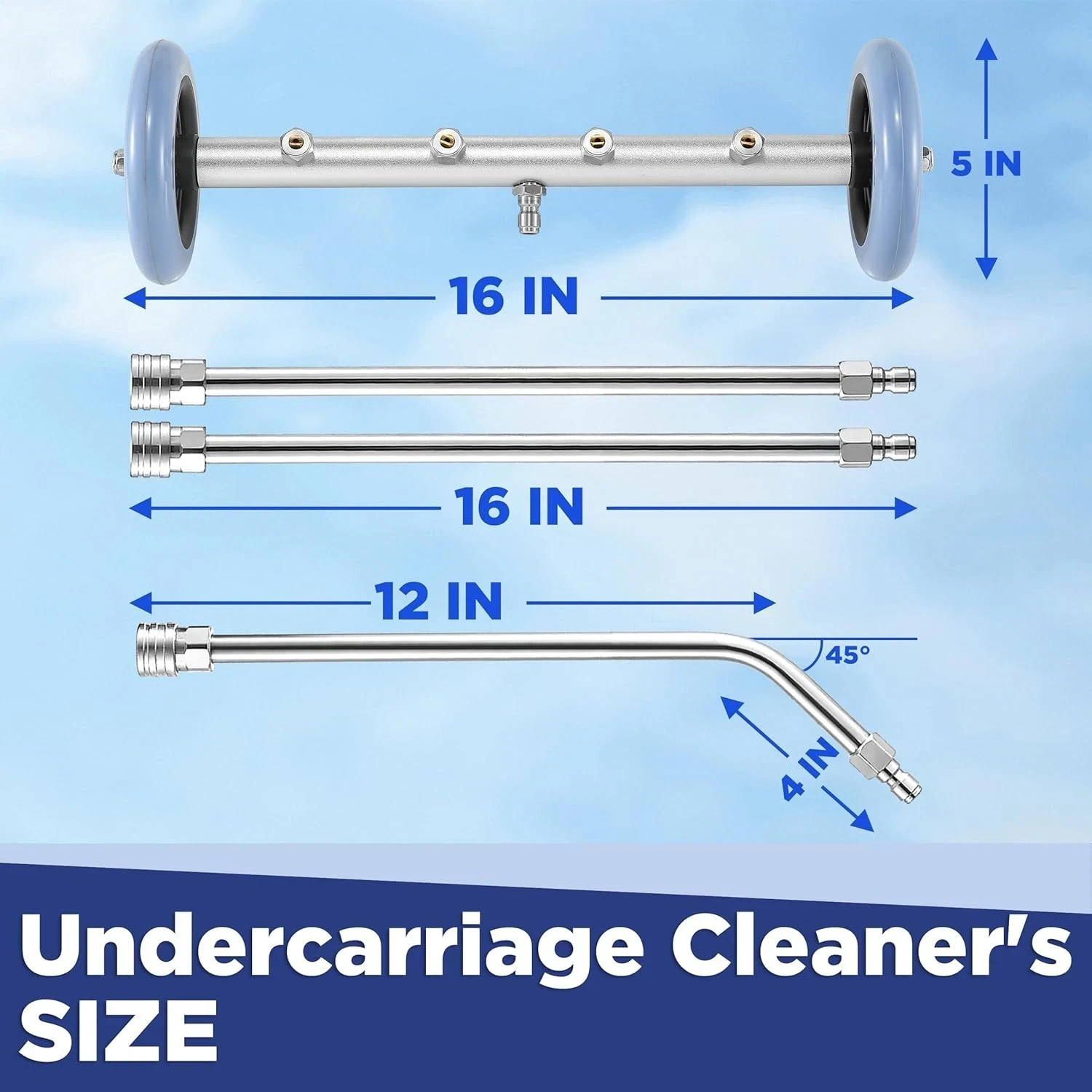 RIDGE WASHER Pressure Washer Undercarriage 16 Inch+Foam Cannon, Silver