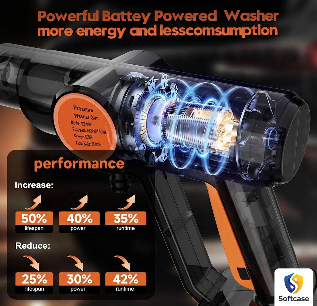 Premium Cordless Handheld Washer Brushless Motor, 6000mAh Battery Operated Car