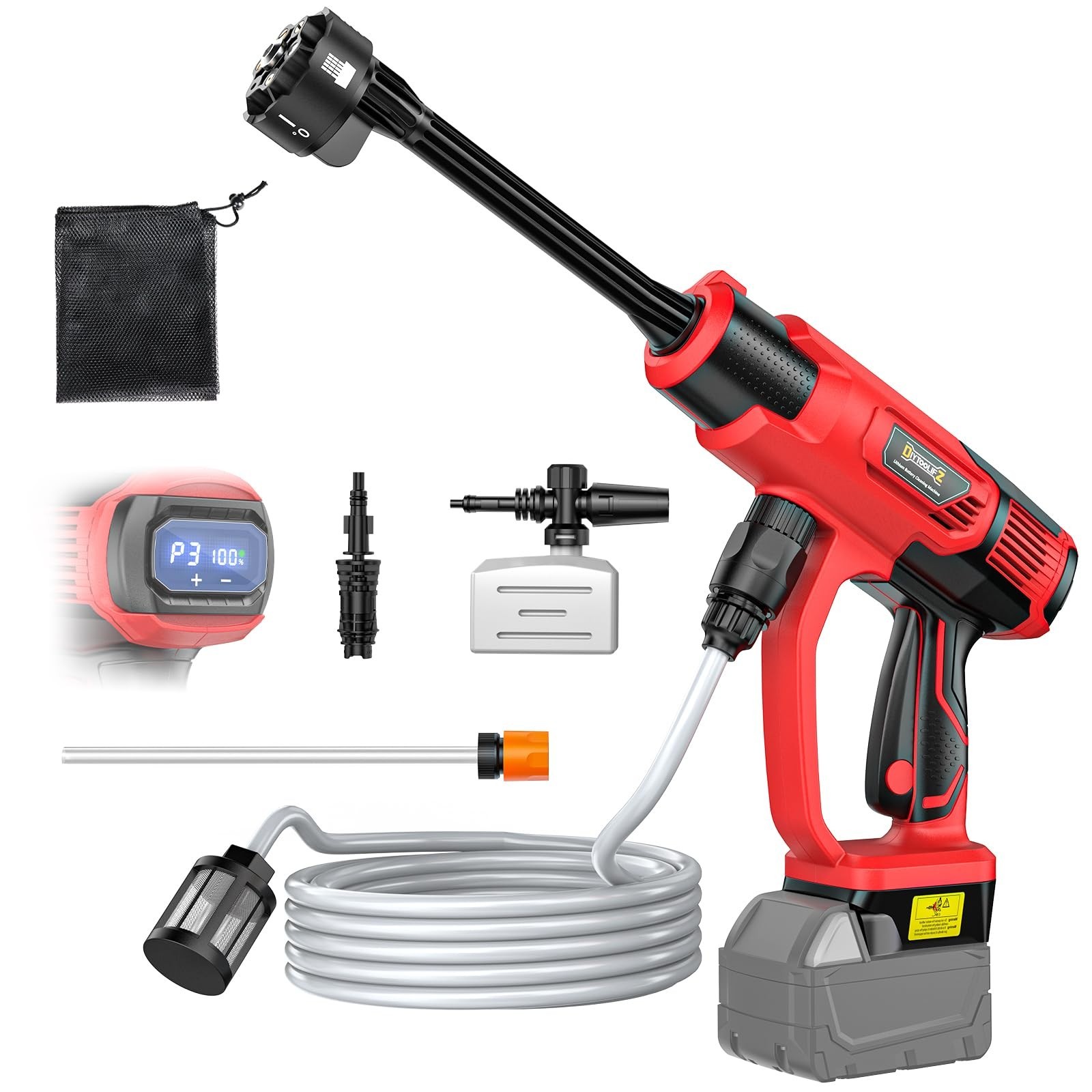 Portable Cordless Pressure Washer 800PSI, 2.2LBS, 16.4ft Hose, Foam Cannon, 6-in