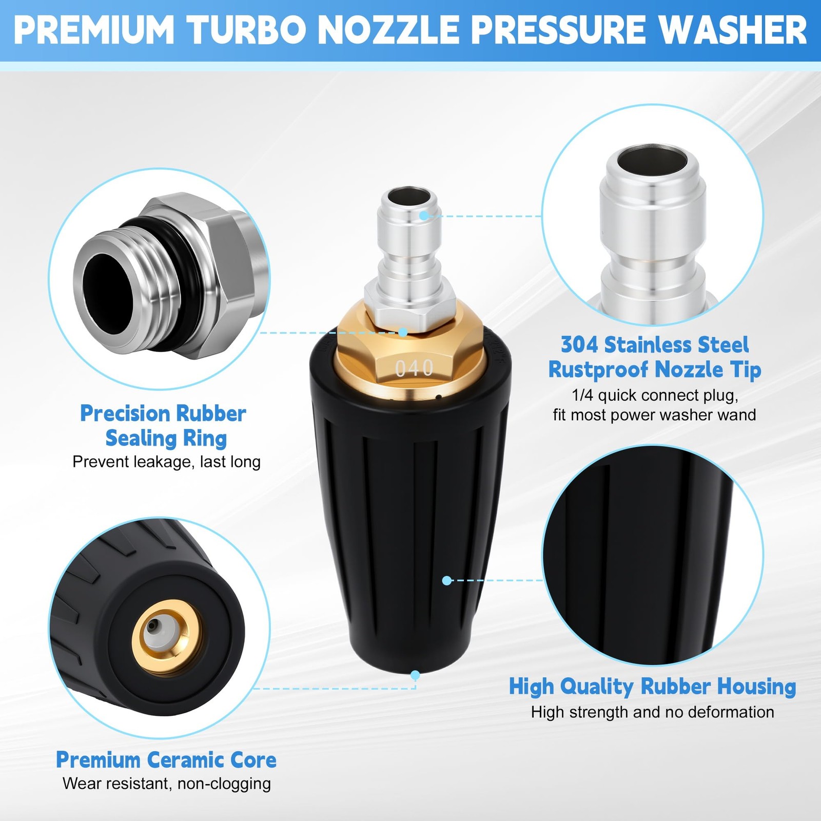 Turbo Nozzle Pressure Washer, Premium 4000 PSI Max Rotating Pressure Washer N…