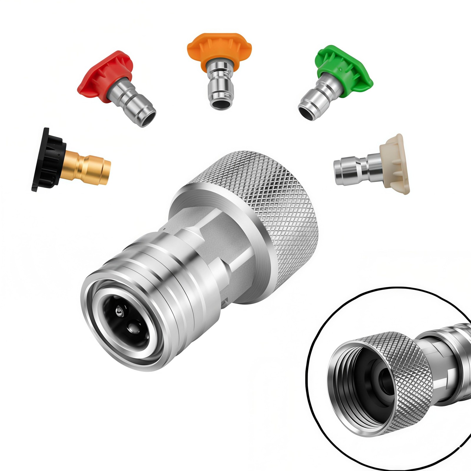 High Pressure Washer Adapter 3/4″ GHT Female to 1/4″ Quick Connect, Stainless…