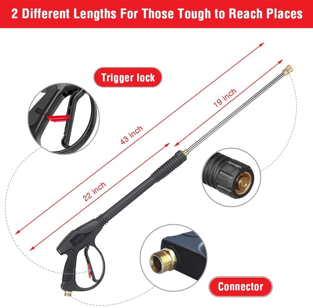 4000PSI High Pressure Car Power Washer Gun Spray Wand Lance Nozzle and 30ft Hose