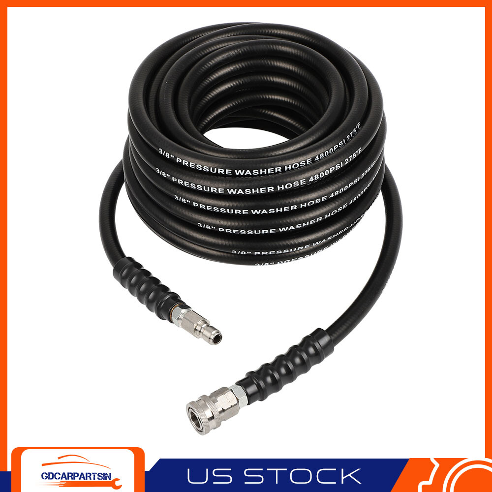 50FT x 3/8″ Hot High Pressure Washer Extension Hose Black Non-Marking 5000 psi