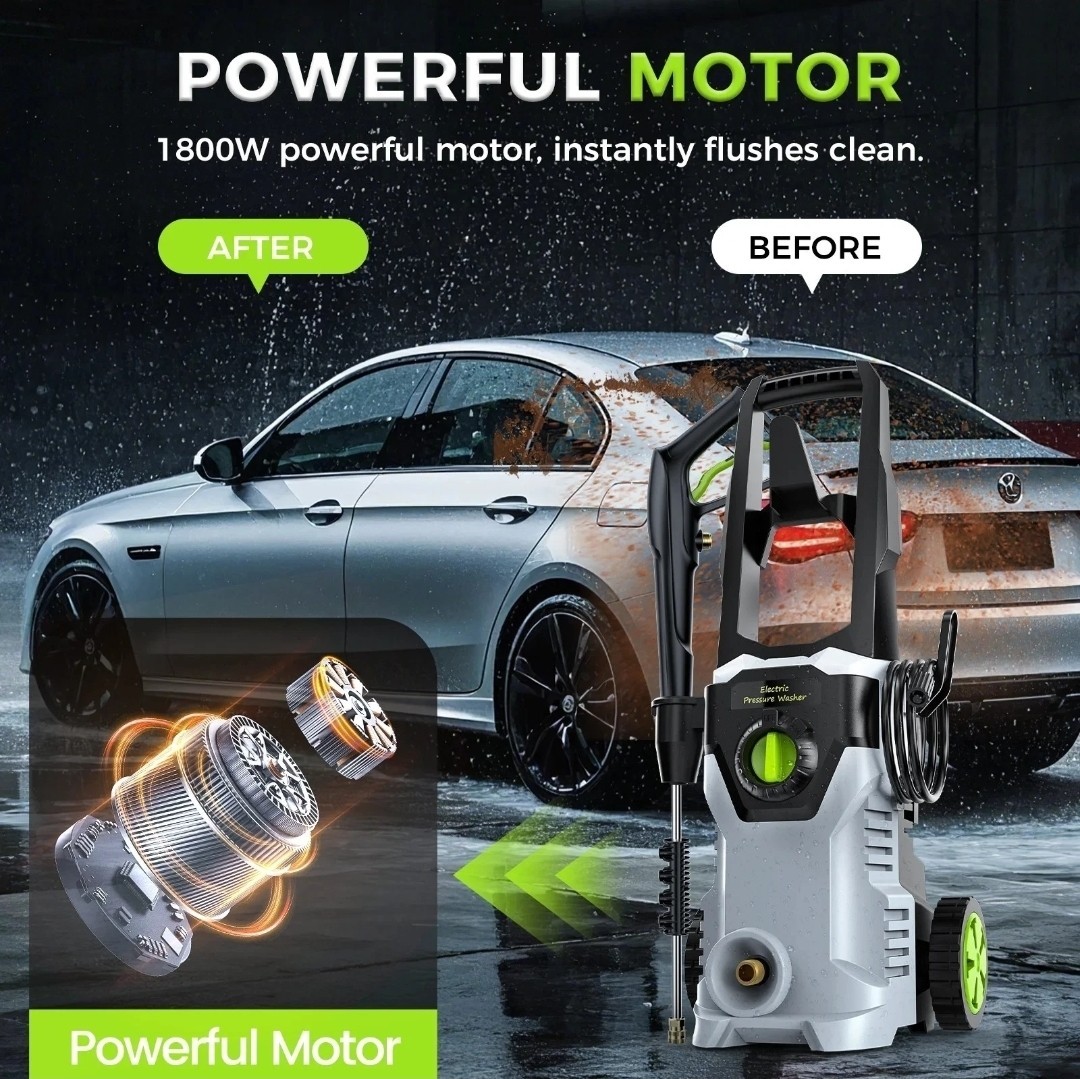 5000PSI Electric Pressure Washer Max 3.0GPM Portable Power Washer 4 Quick Nozzle