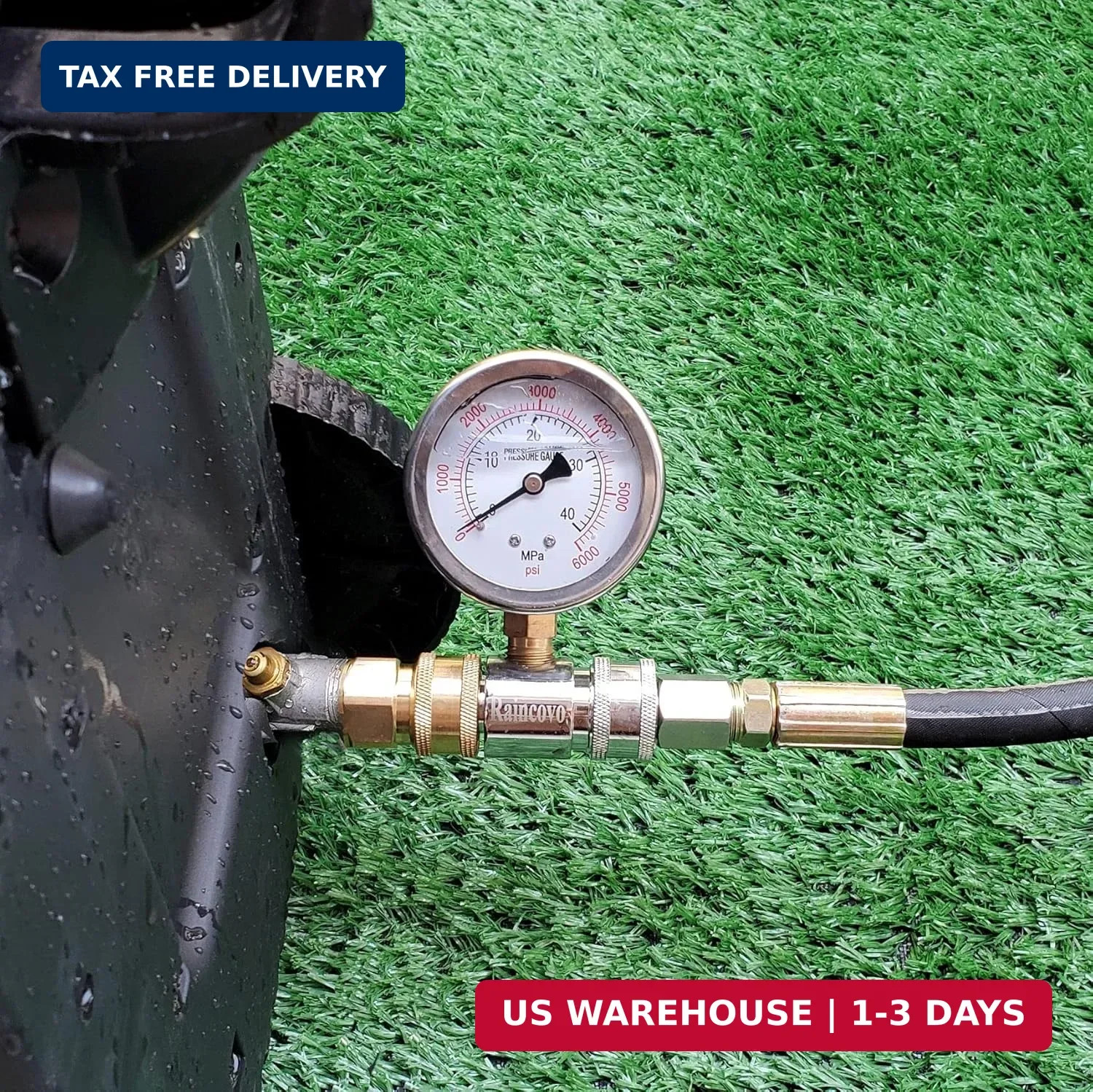 Raincovo Pressure Washer Gauge, 6000 PSI, 3/8 Inch Quick Connect, Pressure Gauge