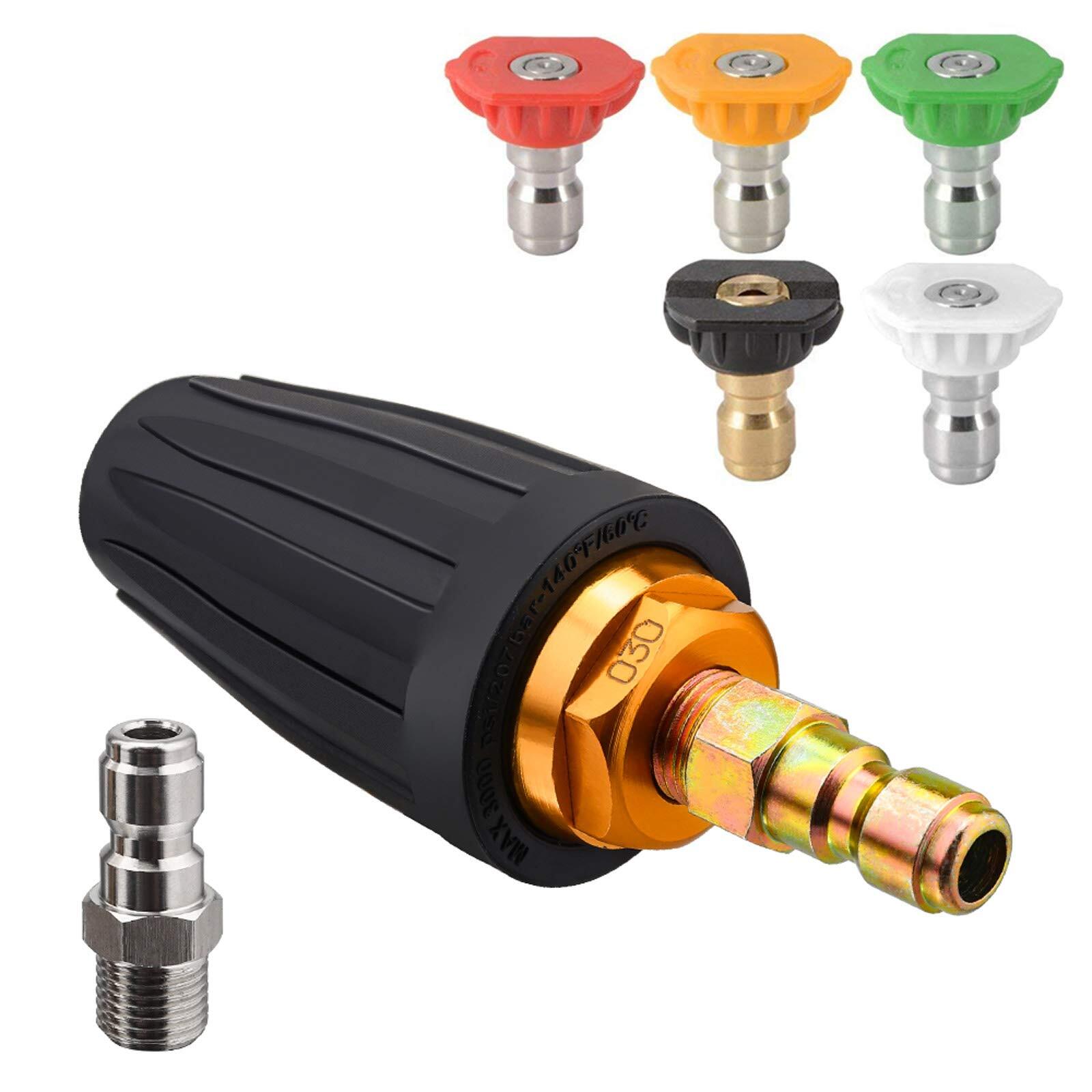 Pressure Washer Rotating Turbo Nozzle for Car House w/ 5 Spray Nozzle Tips