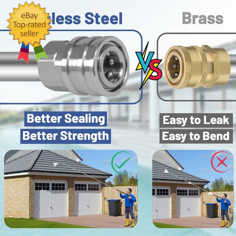 60″ Pressure Washer Extension Wand,Stainless Steel Power Washer Wand Extension