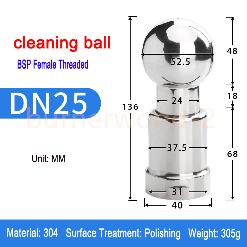 1PCS 1/2″ 3/4″1″ 2″ Rotating Tank Washing Nozzl# Rotary Spray Ball Cleaning Head