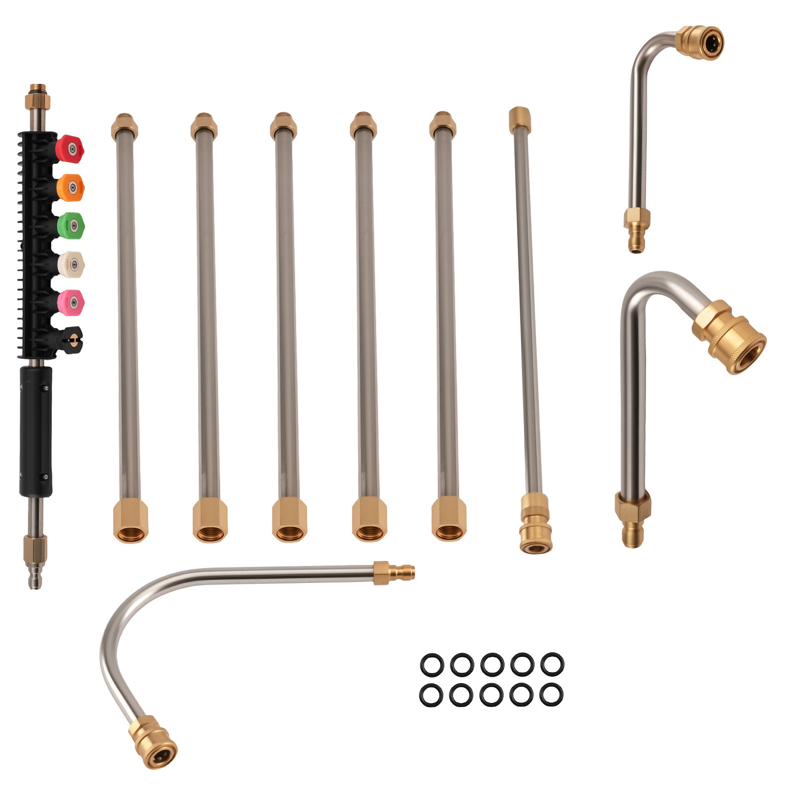 120″ Pressure Washer Extension Wand Brass 4000PSI w/ U Shape Wand 6 Spray Nozzle