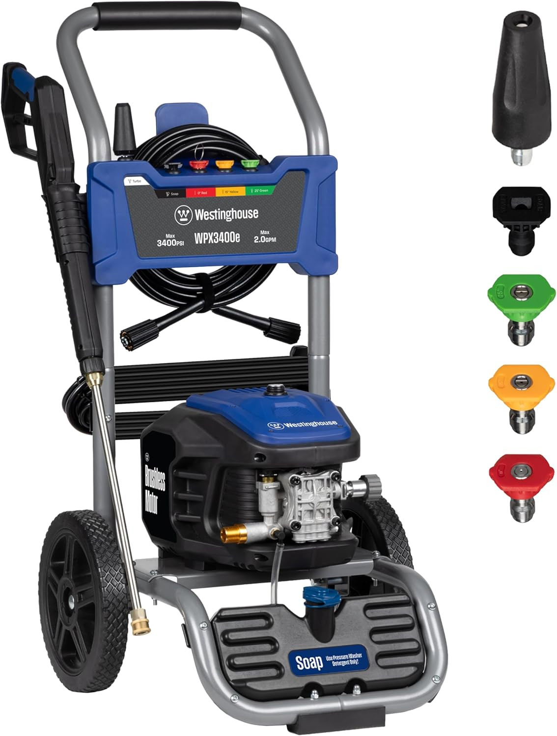 Westinghouse Wpx3400E Electric Pressure Washer, 3400 Max PSI and 2.0 Max GPM, Br