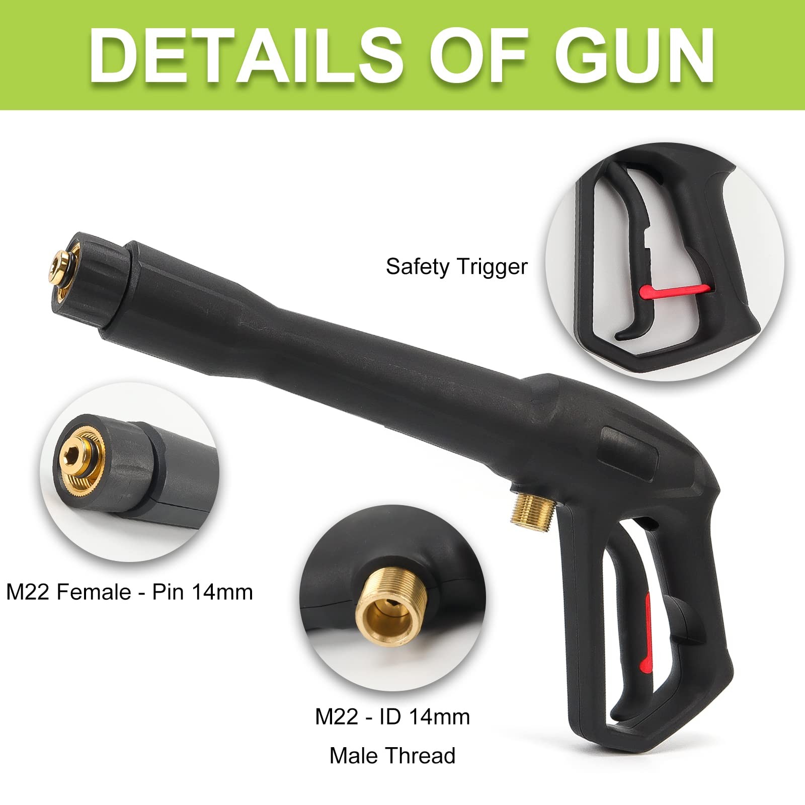 Pressure Washer Spray Gun Trigger Handle, High Pressure Water Gun Max 3300 ps…