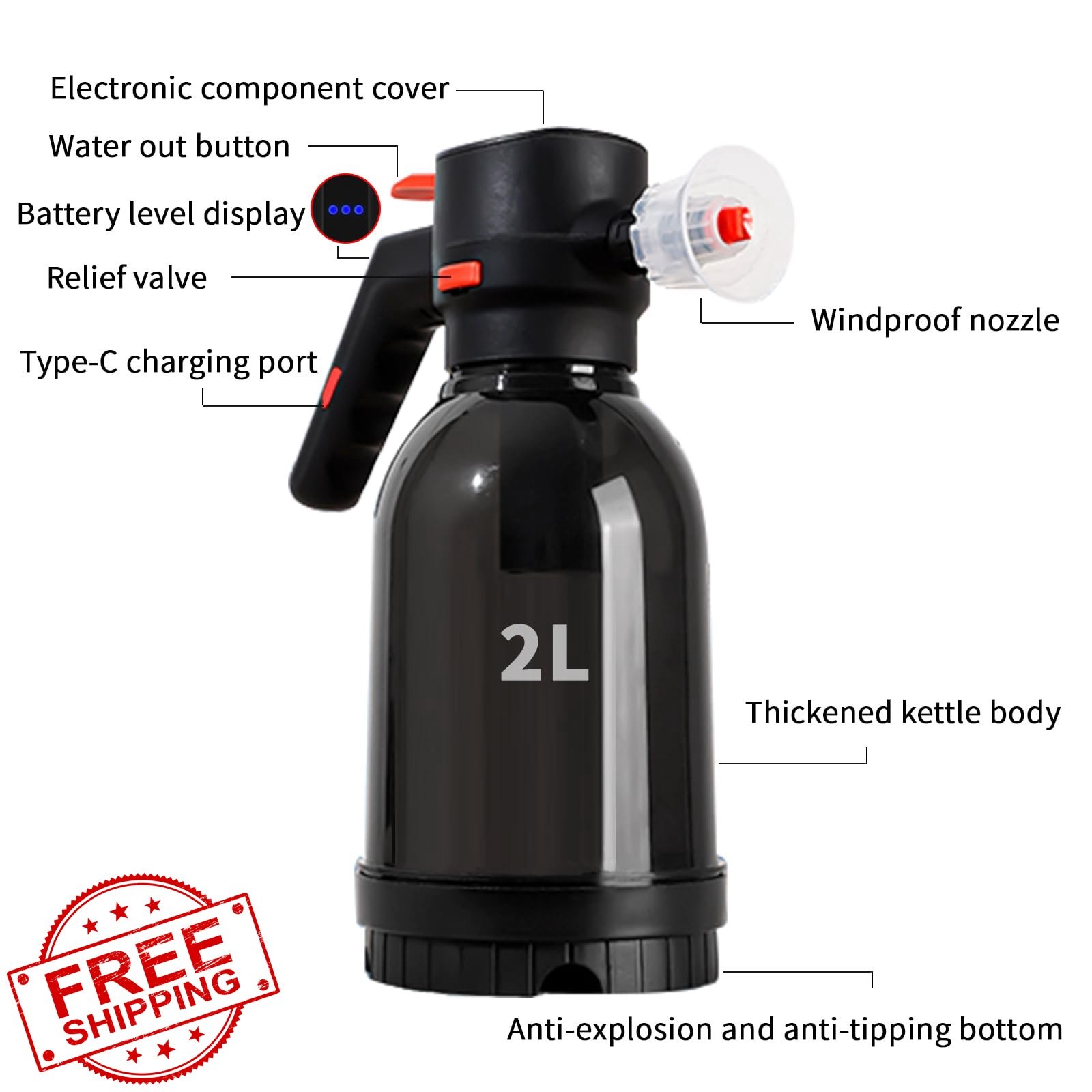 DMYNI Cordless Foam Sprayer 2L Foam Cannon 130 PSI USB Rechargeable Car Wash