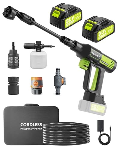 Portable Pressure Washer Cordless 2 Batteries – 1200PSI Brushless Battery Pow…