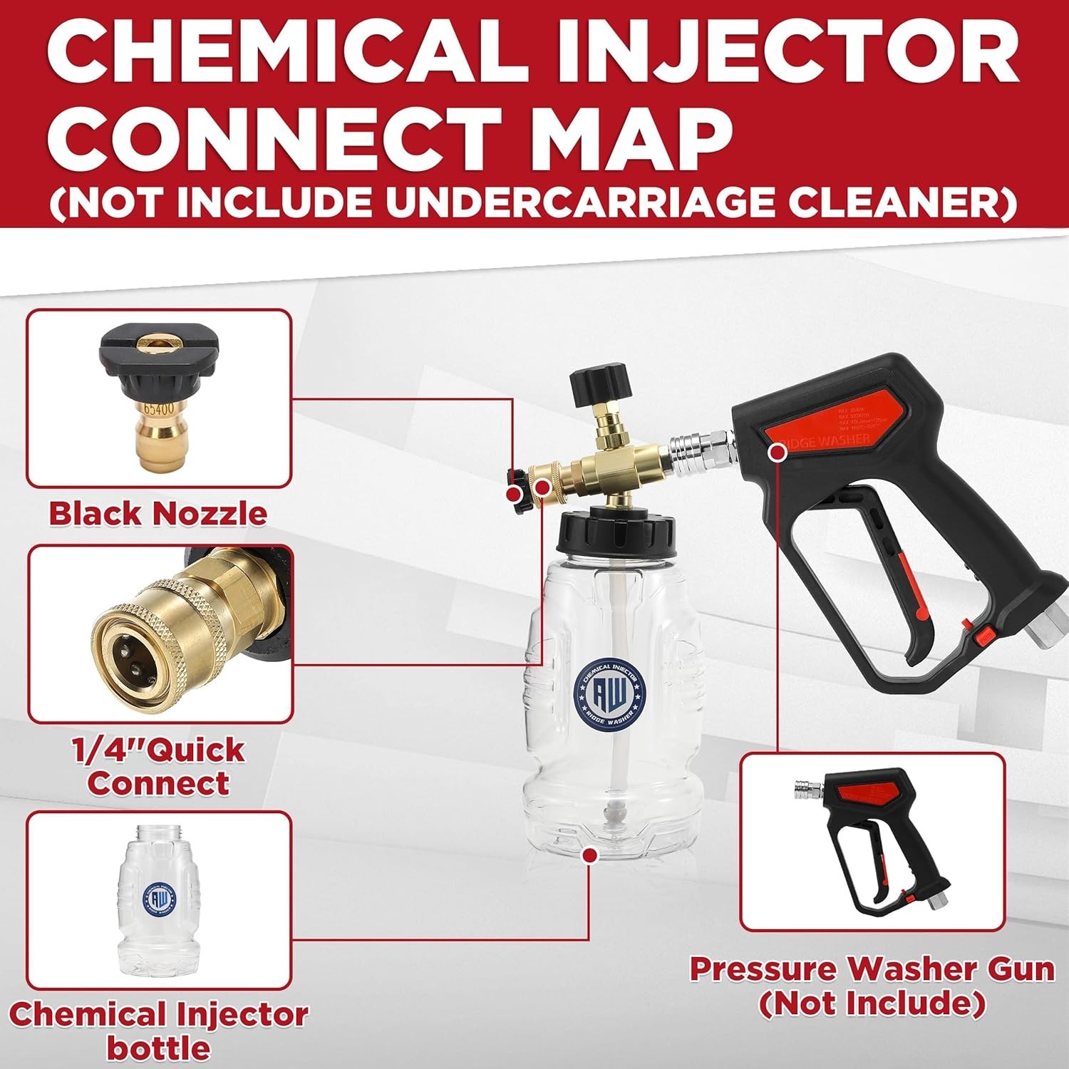 16 Inch Under Car Washer with Chemical Injector Bottle,Pressure Washer Underca..