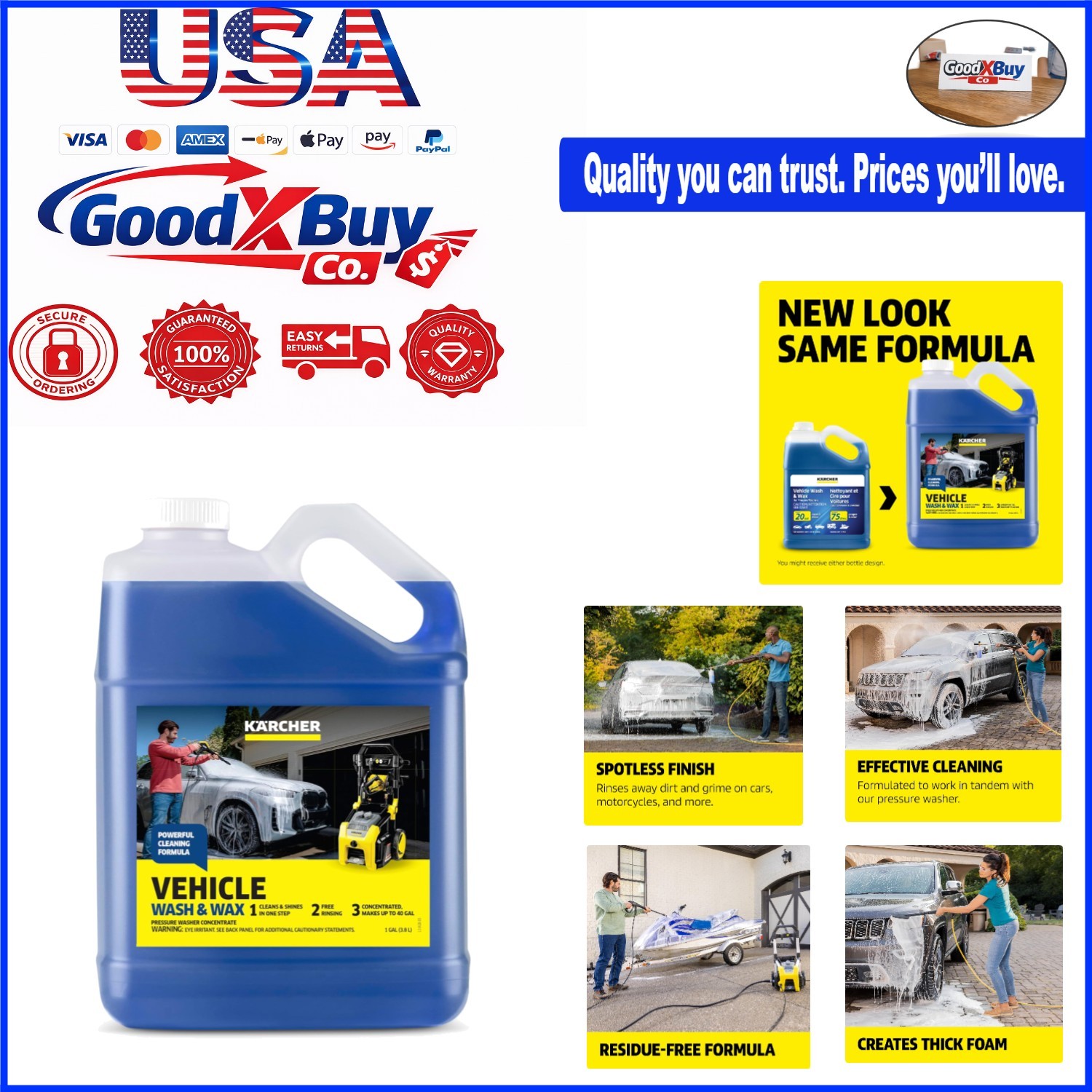 Vehicle Wash and Wax Pressure Washer Detergent 128oz Concentrate Universal fo…