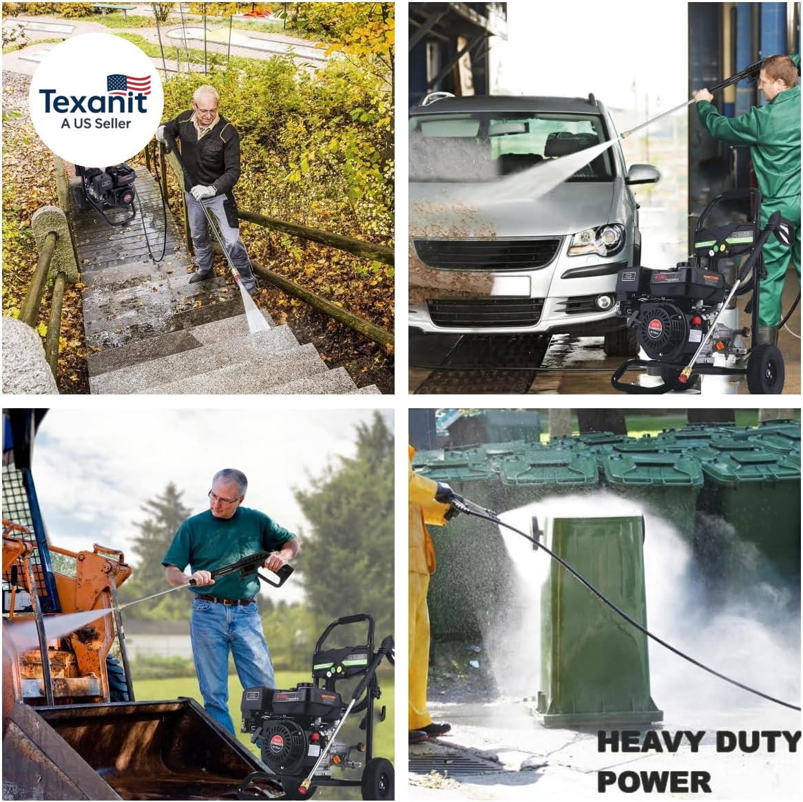 Commercial 4200PSI 4GPM 212CC Gas Pressure Washer, 7.0HP Heavy-Duty 4-Stroke 360