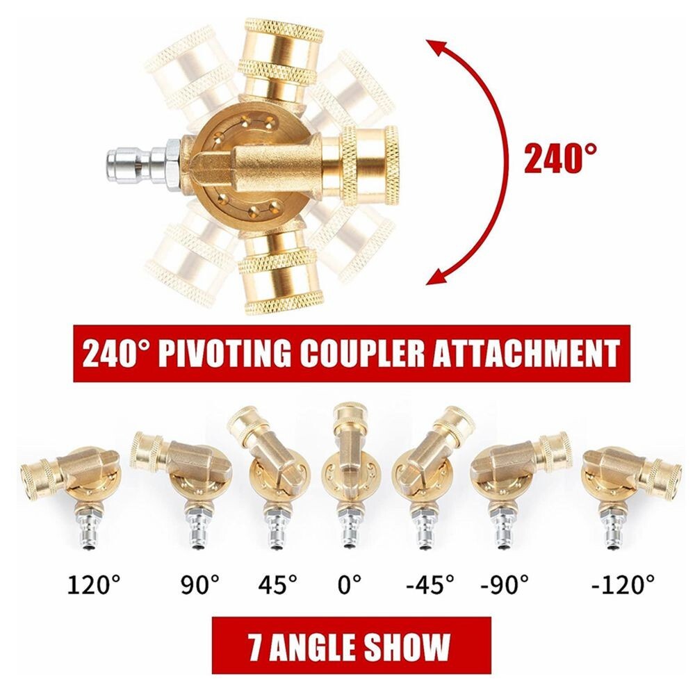 Pressure Washer Pivoting Coupler 7 Angle 240 Degree Rotation Gutter Cleaner C150