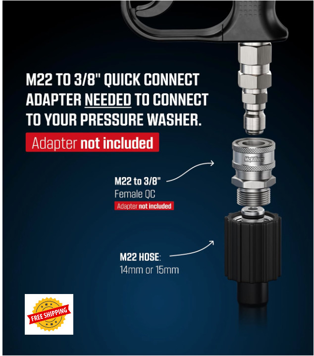 Short Pressure Washer Gun with Swivel, 3/8″ Plug & 1/4” Quick Connector