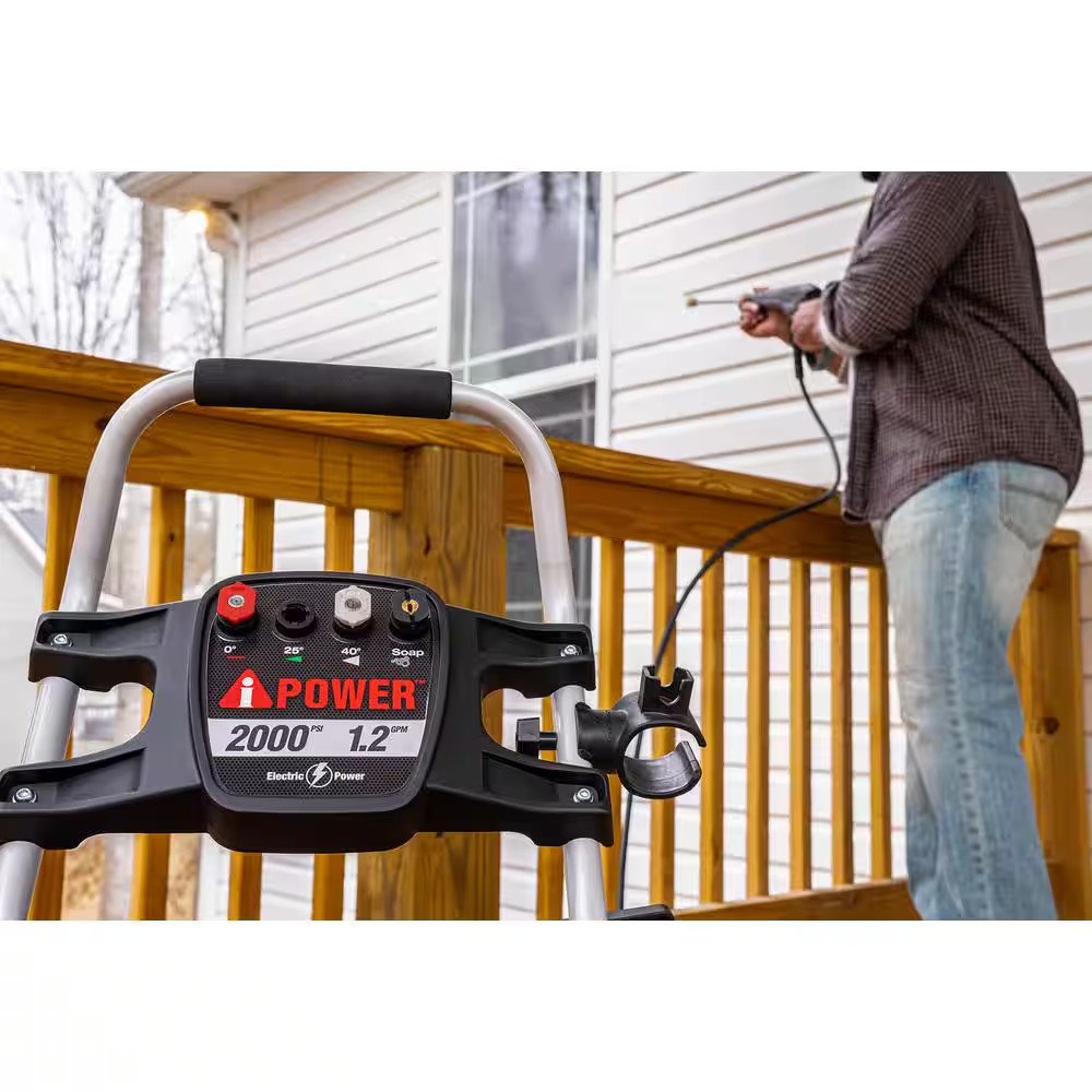 2000 PSI 1.2 GPM 15 Amp Cold Water Pressure Washer with 4-Quick Connect Nozzles