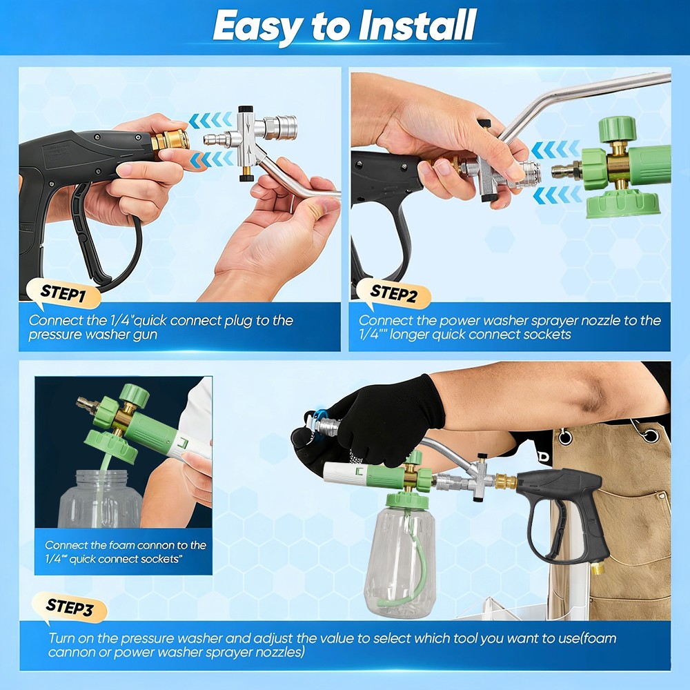 US Foam Cannon for Pressure Washer with Dual-Connector&Short Pressure Washer Gun