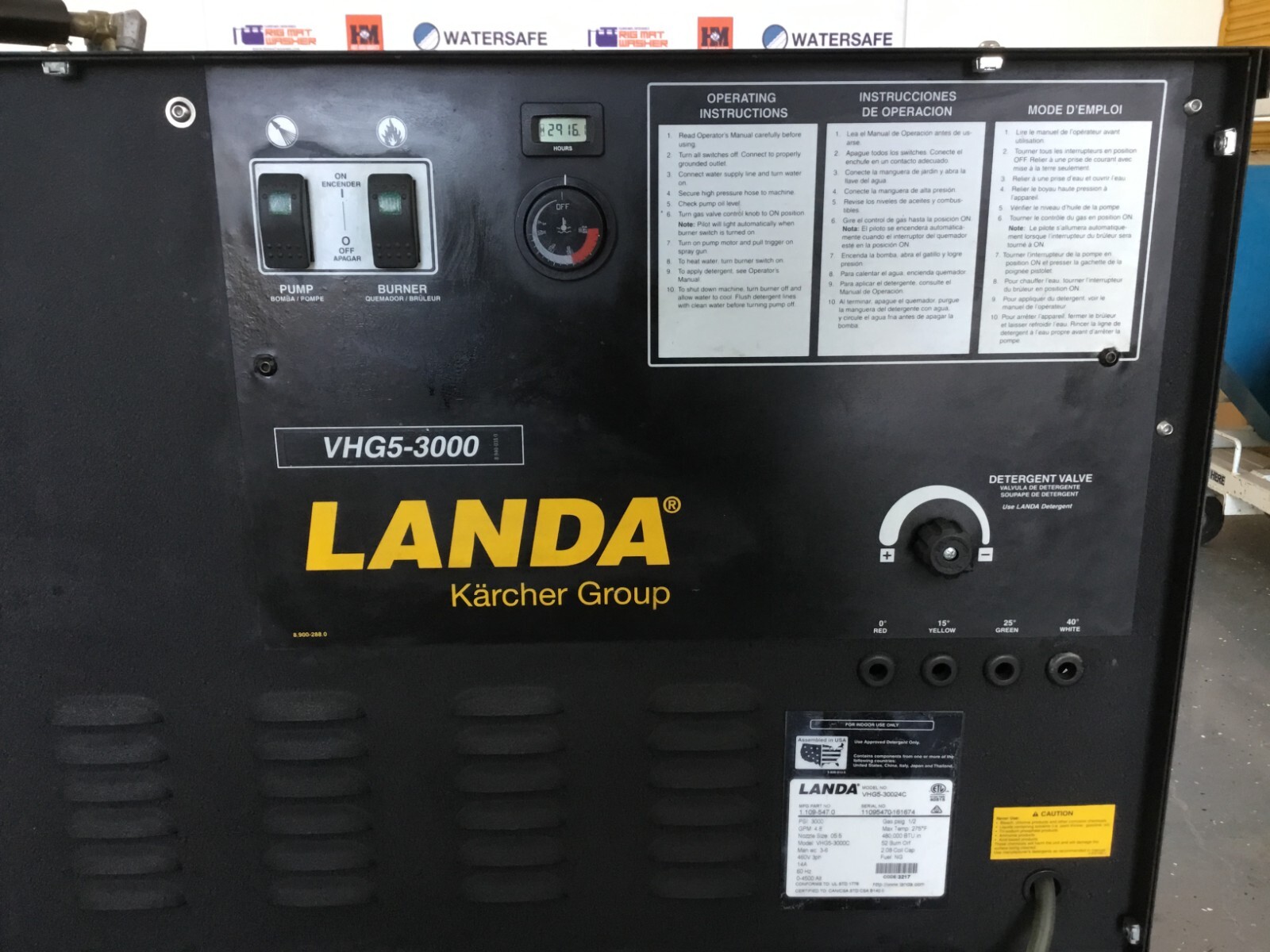 Landa – VHG – Stationary Hot Water – Elec Powered – N/G Heat – Pressure Washer