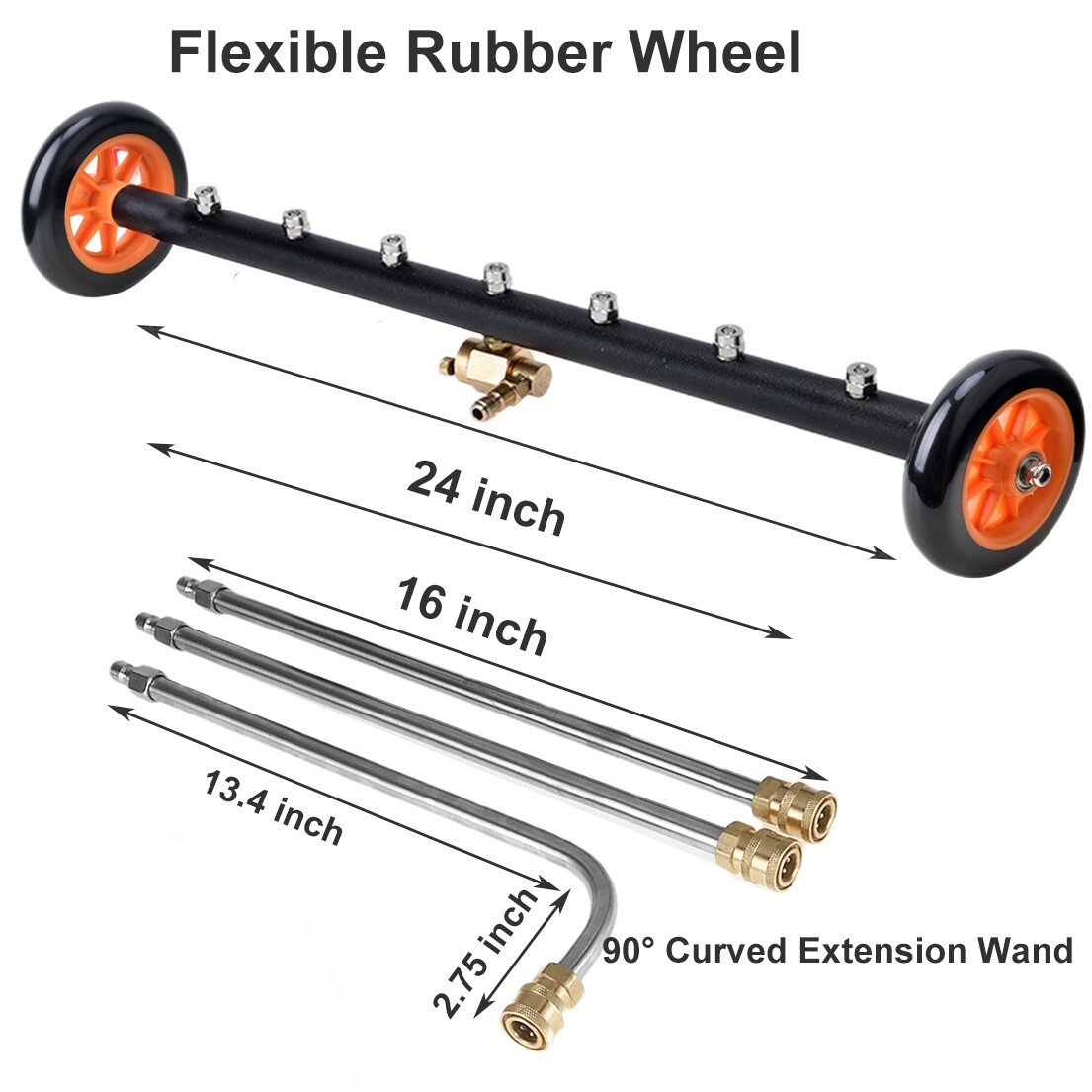 24″ Pressure Washer Water Broom Undercarriage Cleaner Driveway Surface Cleaner