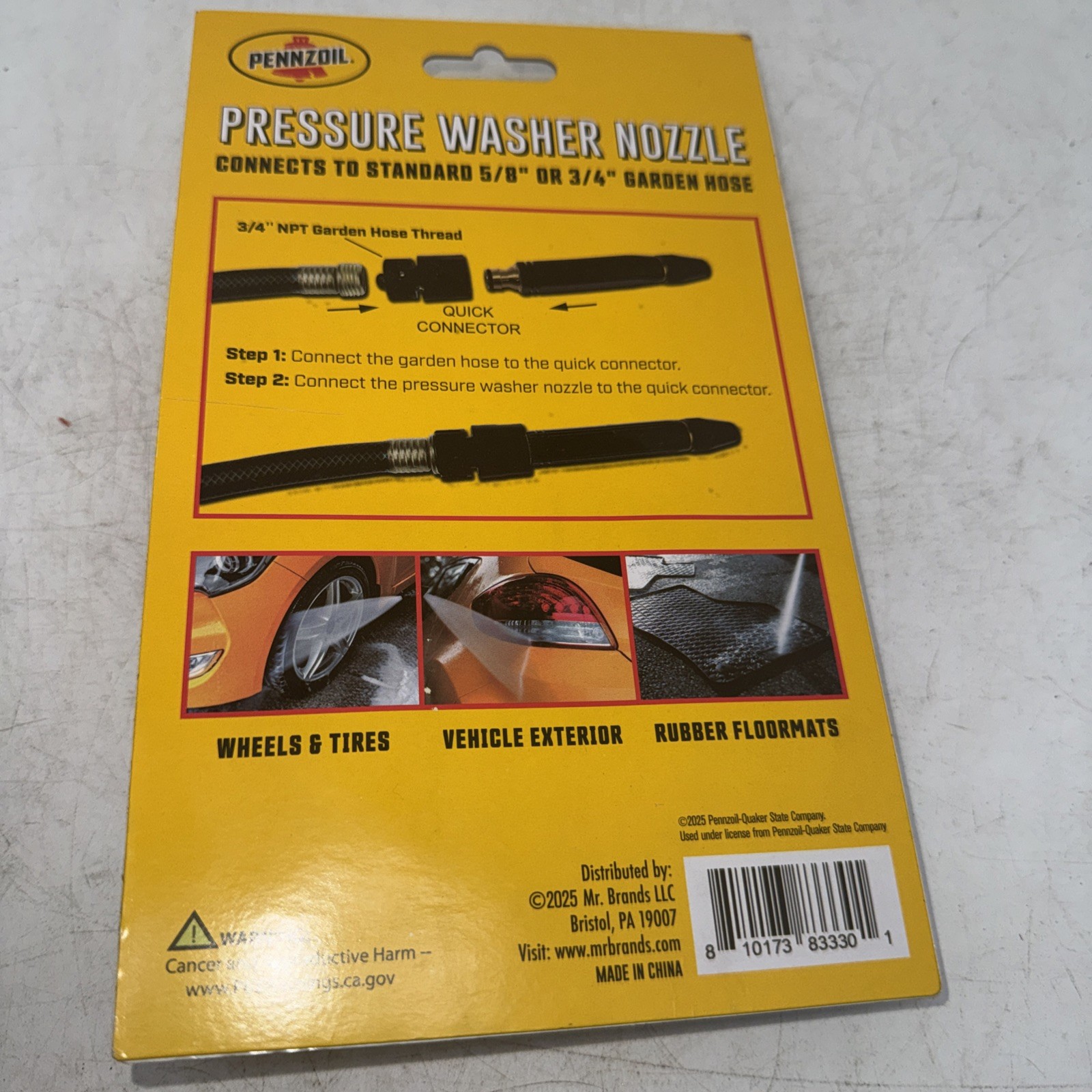 Pennzoil Pressure Washer Nozzle 1/2” Or 3/4” Quick Connect Adapter