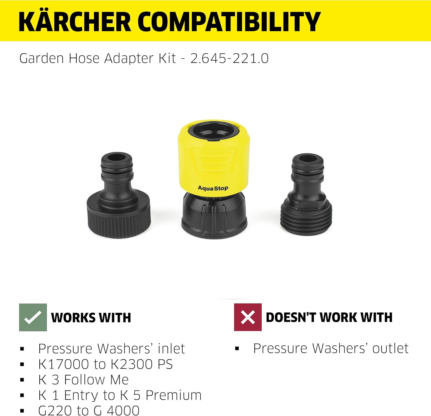 Kärcher Garden Hose Adapter Kit for Electric and Gas Pressure Washers, Quick Con