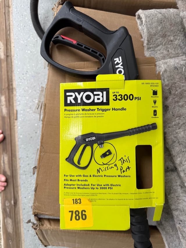 RYOBI 3300 PSI Pressure Washer Trigger Gun Handle Kit – Missing Adapter