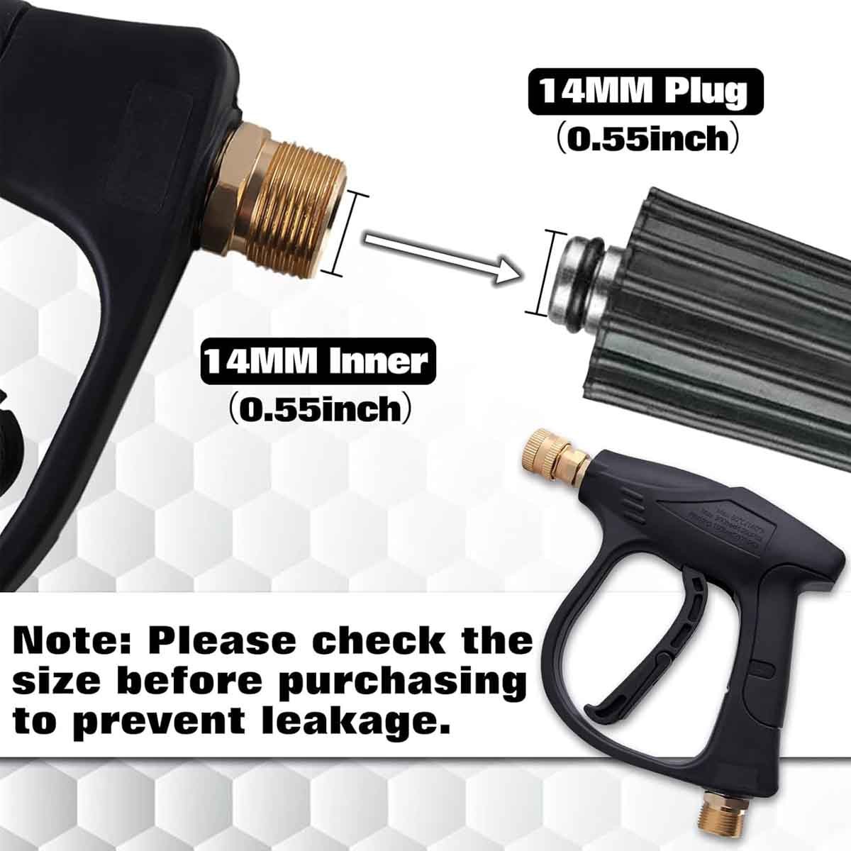 1/4″ High Pressure Washer Gun 4350 PSI Car Wash Foam Spray w/ M22-14mm Connector