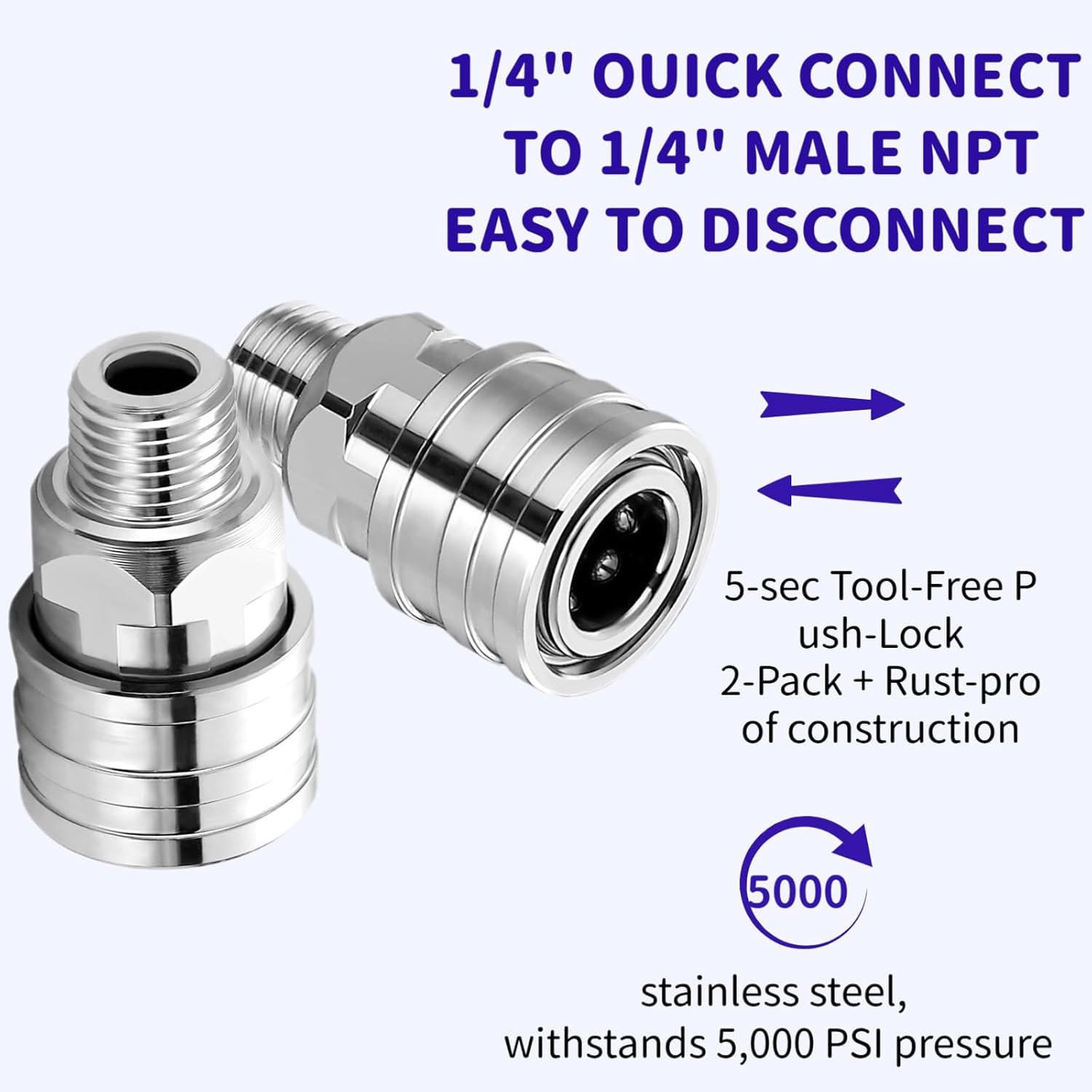 Stainless Steel 1/4″ Quick Connect Fittings-Pressure Washer Accessories,Quick Re