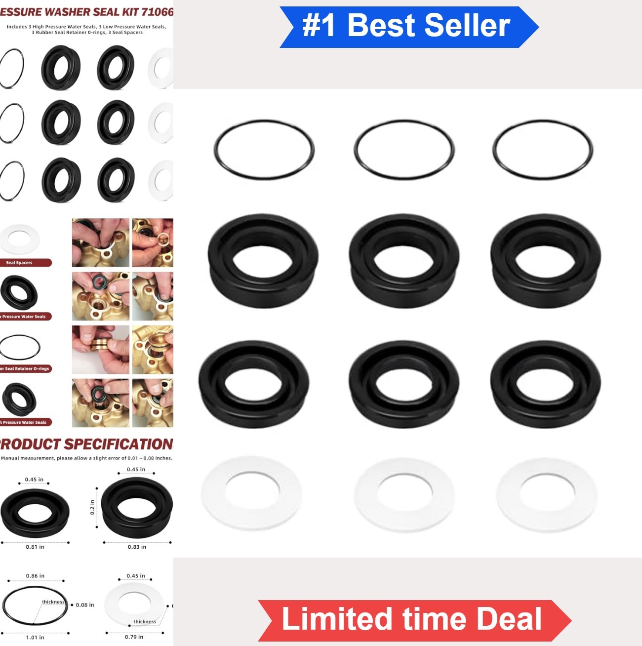 Pressure Washer Pump Seal Kit 12 Piece Rebuild Kit For Leaks Repair O Ring Set