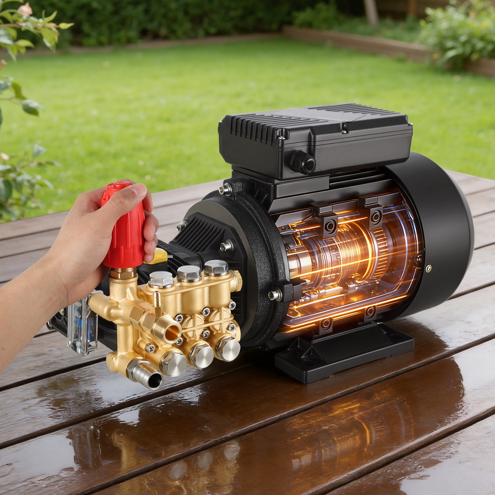 VEVOR Electric Pressure Washer Pump Kit Triplex Power Washer Pump with 5HP Motor