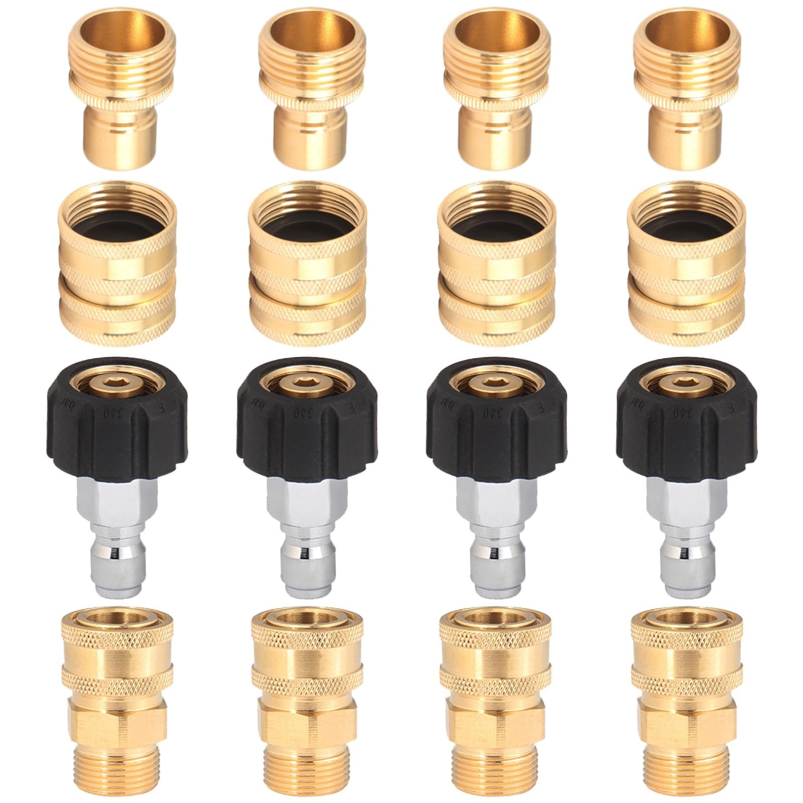 Pressure Washer Quick Disconnect Kit M22-14mm to 3/8 Inch – 16 Packs for Garden