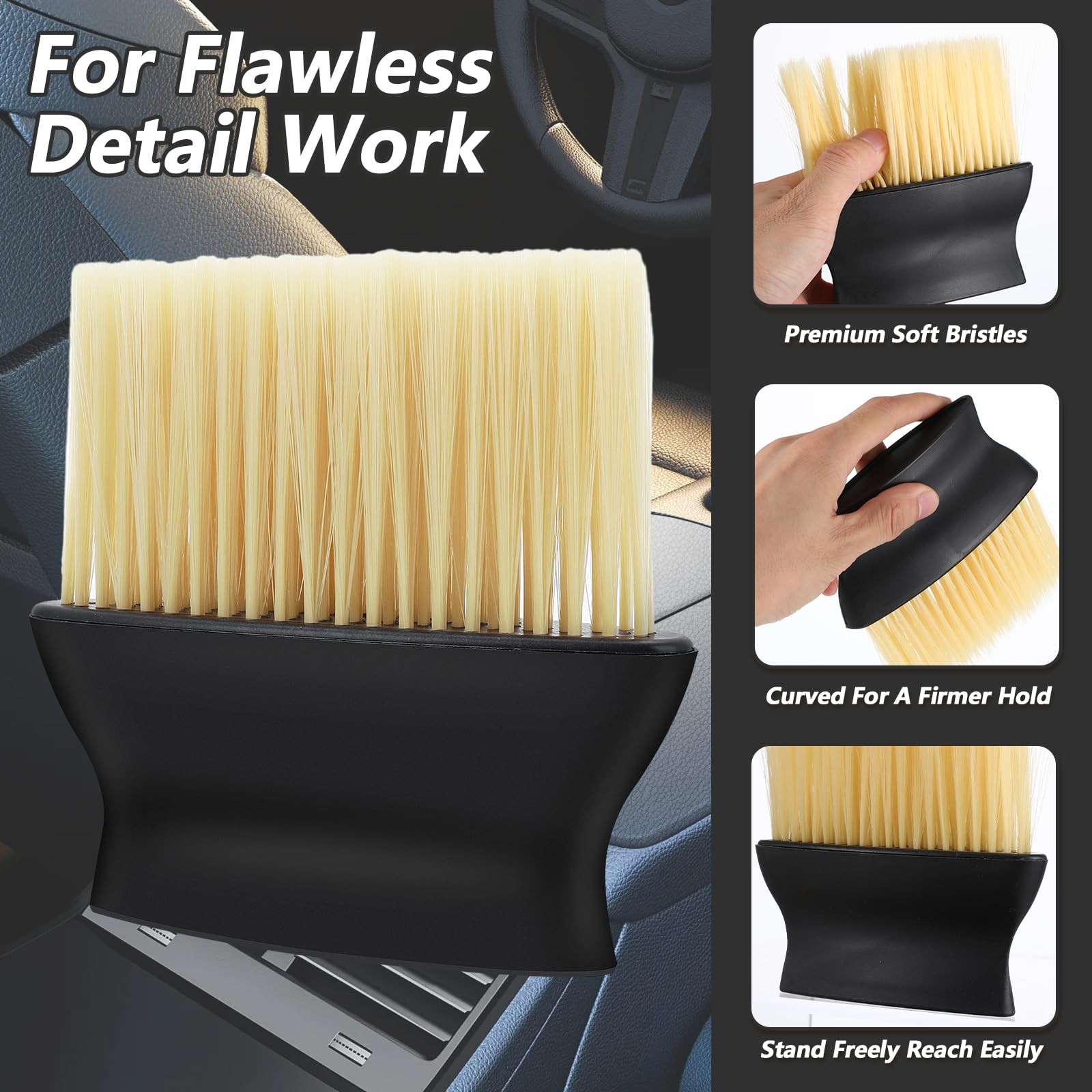Gjinxi 2Pcs Auto Interior Dust Brushes, Car Cleaning Brushes Duster, Soft…
