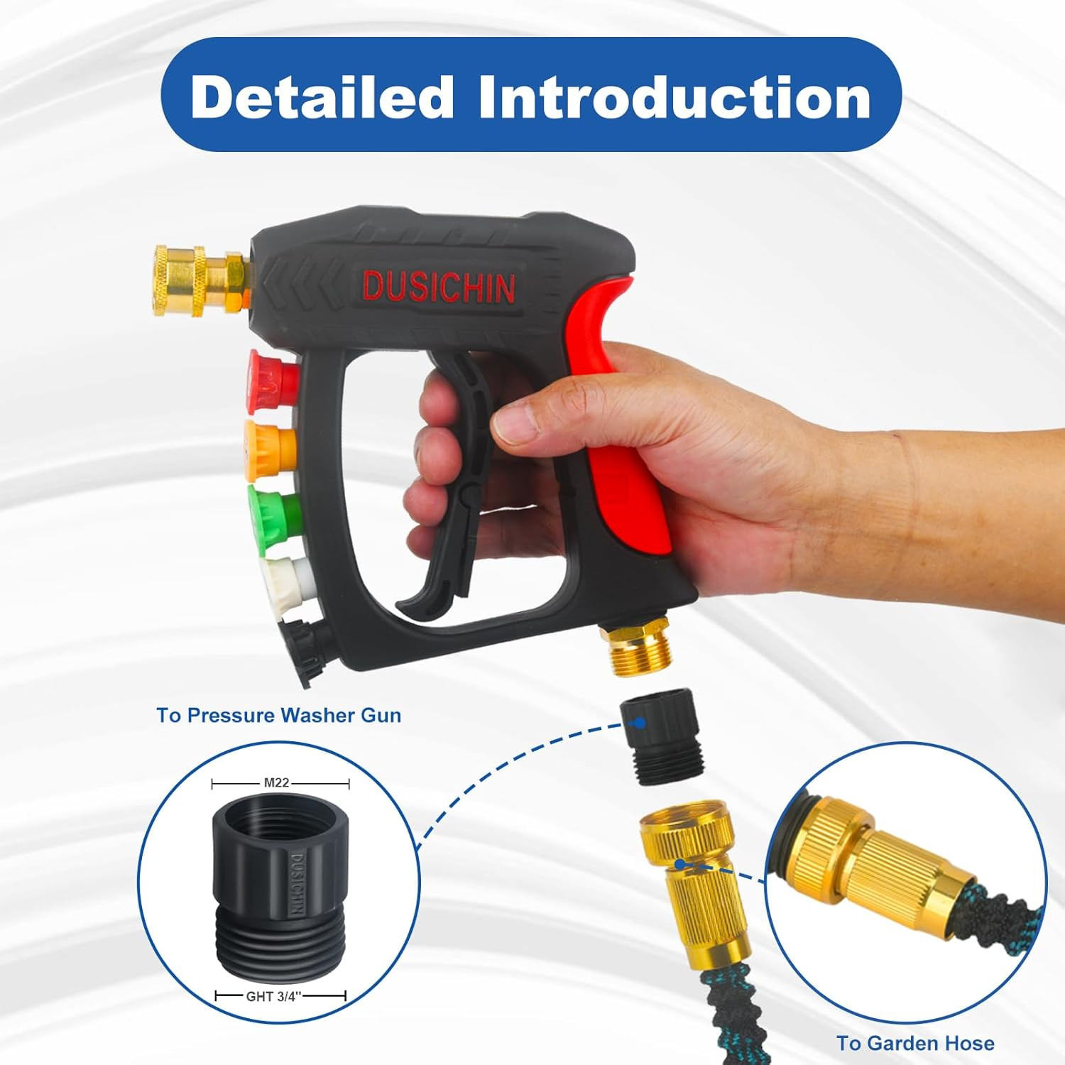 Garden Hose Adapter Pressure Washer Gun to Water Hose Fitting, Garden Hose 3/4 G